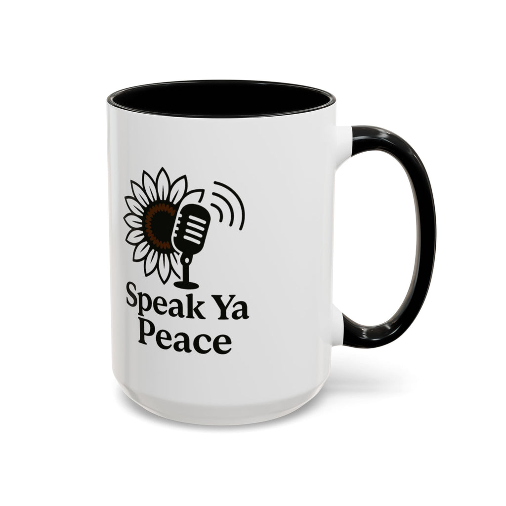 Sunflower Speak Ya Peace Mug - Inspirational Coffee Cup, Gift for Friends, Tea Lovers, Motivational Office Decor, Zen Kitchenware