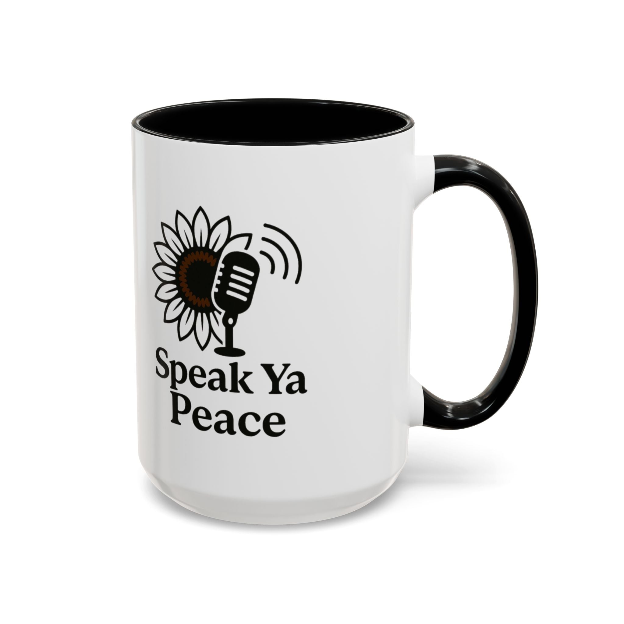 Sunflower Speak Ya Peace Mug - Inspirational Coffee Cup, Gift for Friends, Tea Lovers, Motivational Office Decor, Zen Kitchenware
