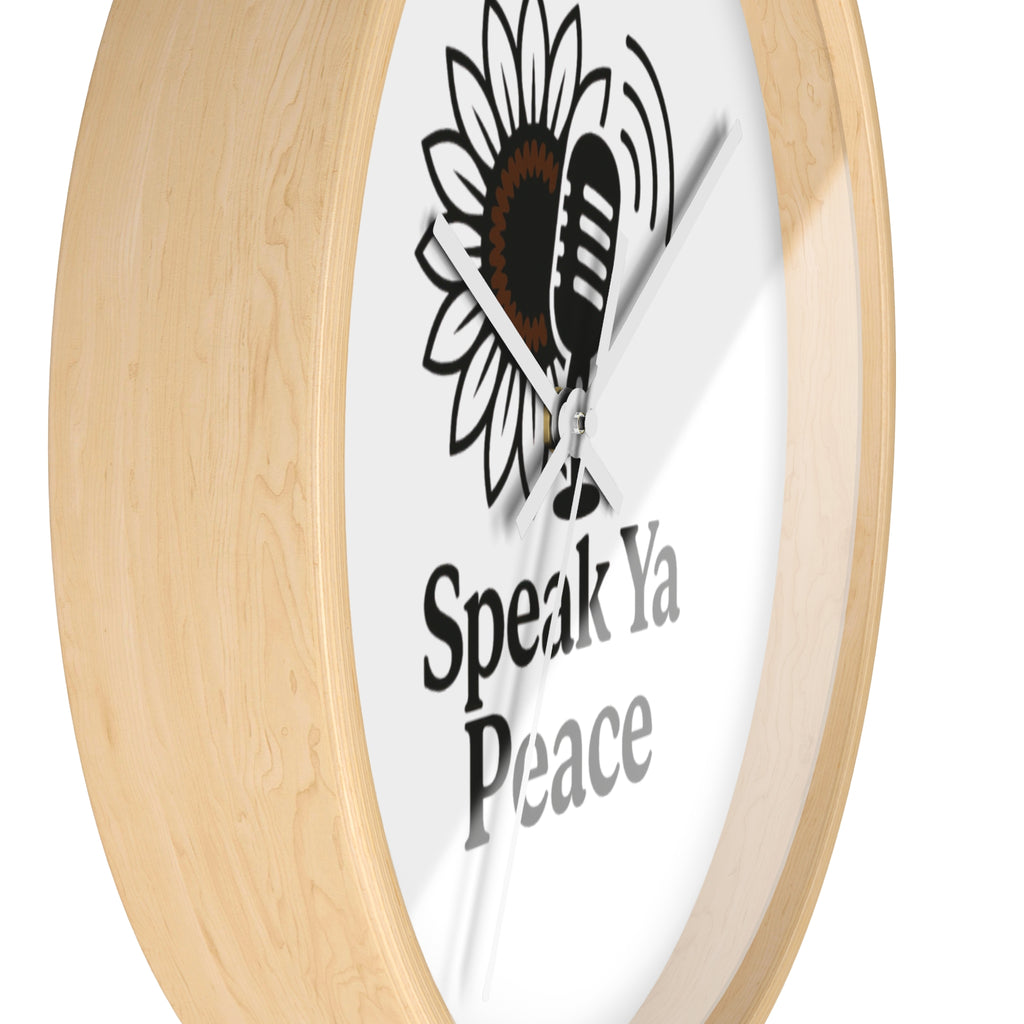 Inspirational Wall Clock with 'Speak Ya Peace' Design, Motivational Home Decor, Sunflower Accent Piece, Mindfulness Gift for All Occasions