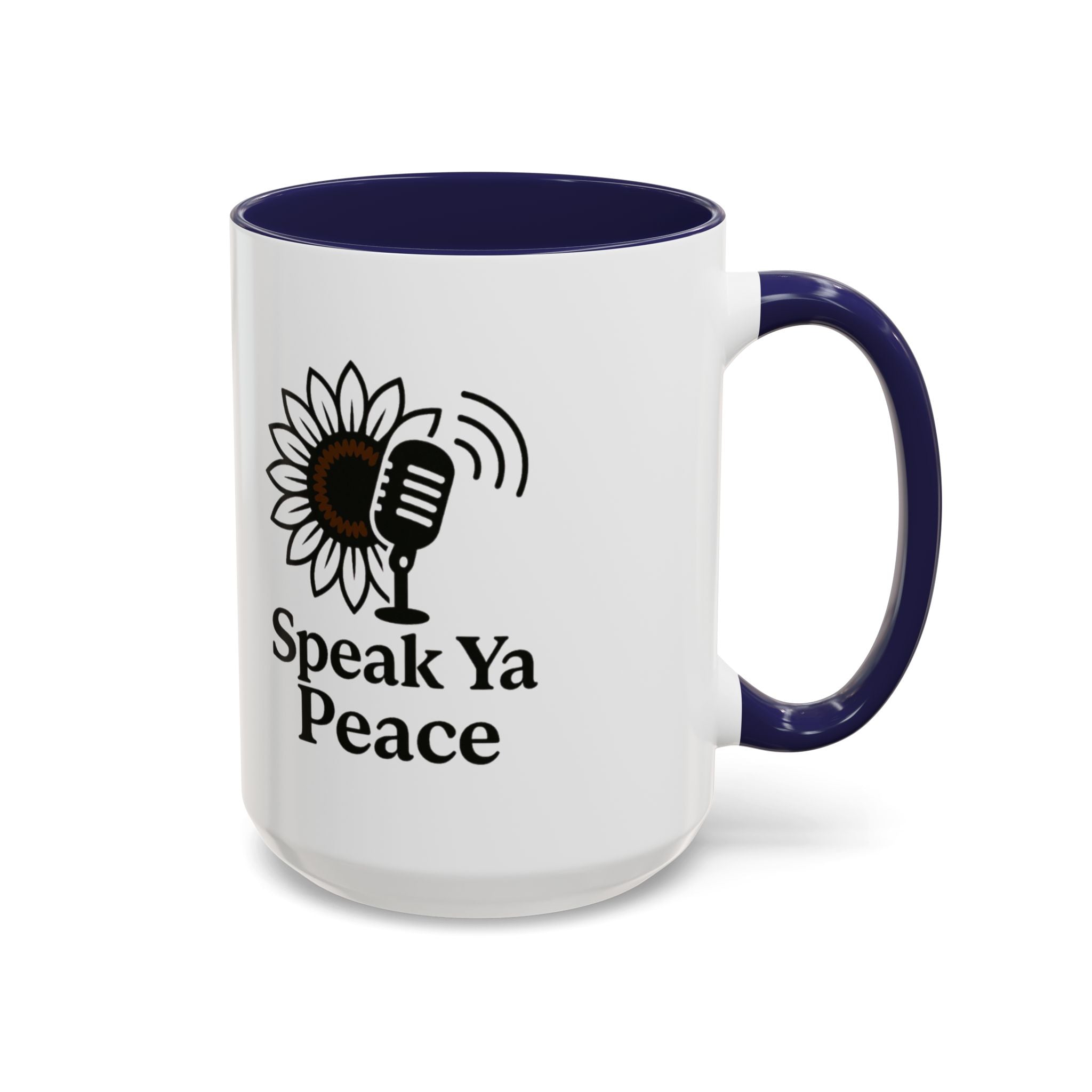Sunflower Speak Ya Peace Mug - Inspirational Coffee Cup, Gift for Friends, Tea Lovers, Motivational Office Decor, Zen Kitchenware