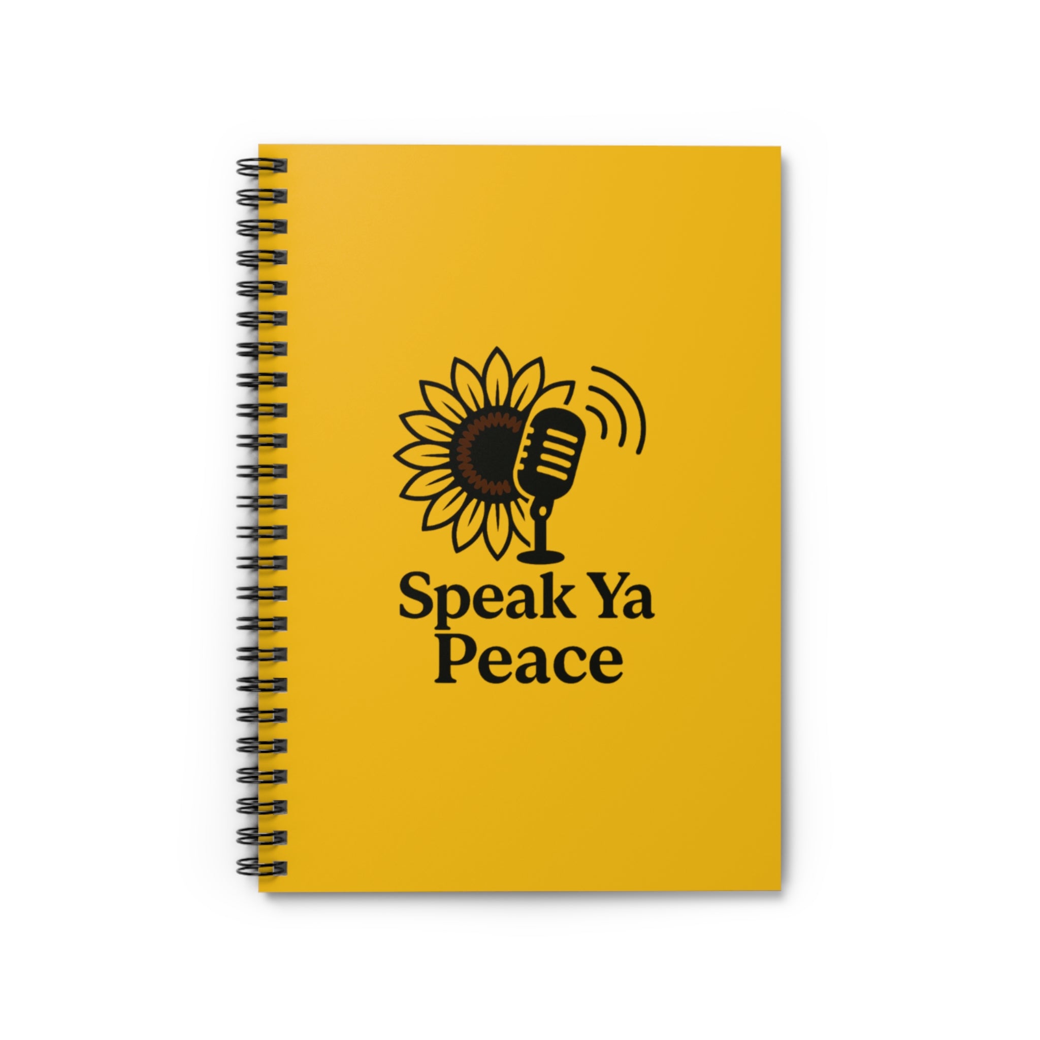 Spiral Notebook - Speak Ya Peace | Inspirational Journal, Gift for Writers, Sunflower Design, Motivational, School Supplies