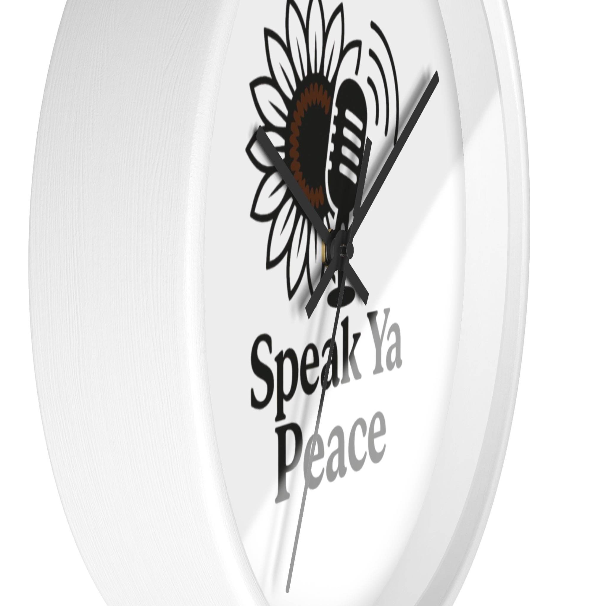 Inspirational Wall Clock with 'Speak Ya Peace' Design, Motivational Home Decor, Sunflower Accent Piece, Mindfulness Gift for All Occasions