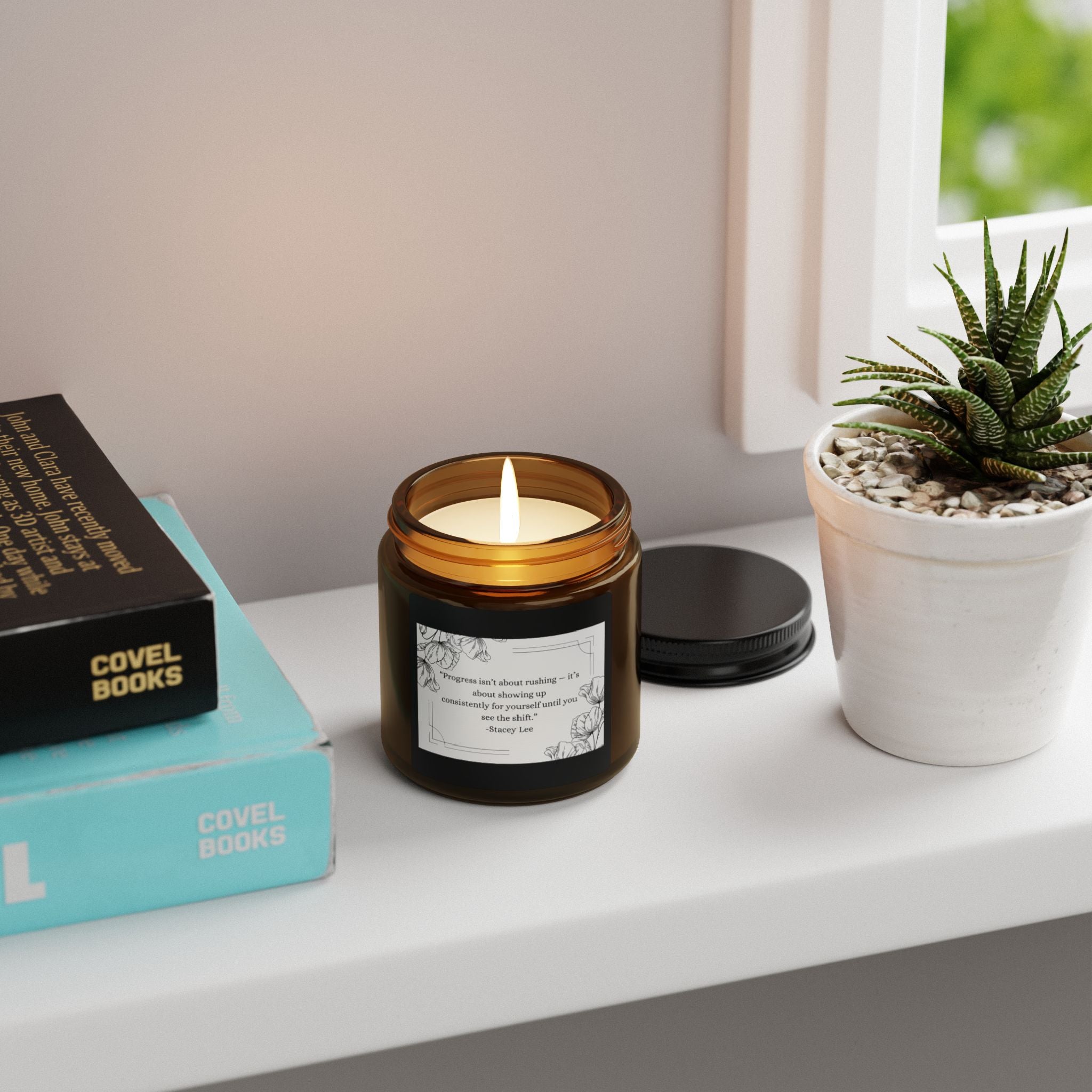 Amber Jar Soy Candle — Floral Scented Aromatherapy Candle (Multi-Size)