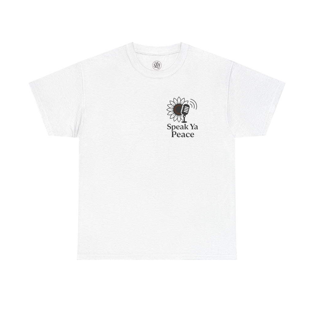 Sunflower Peace Tee - Speak Ya Peace Graphic Cotton Shirt, Unisex T-Shirt, Gift for Peace Lovers, Summer Casual Wear, Eco-Friendly Apparel