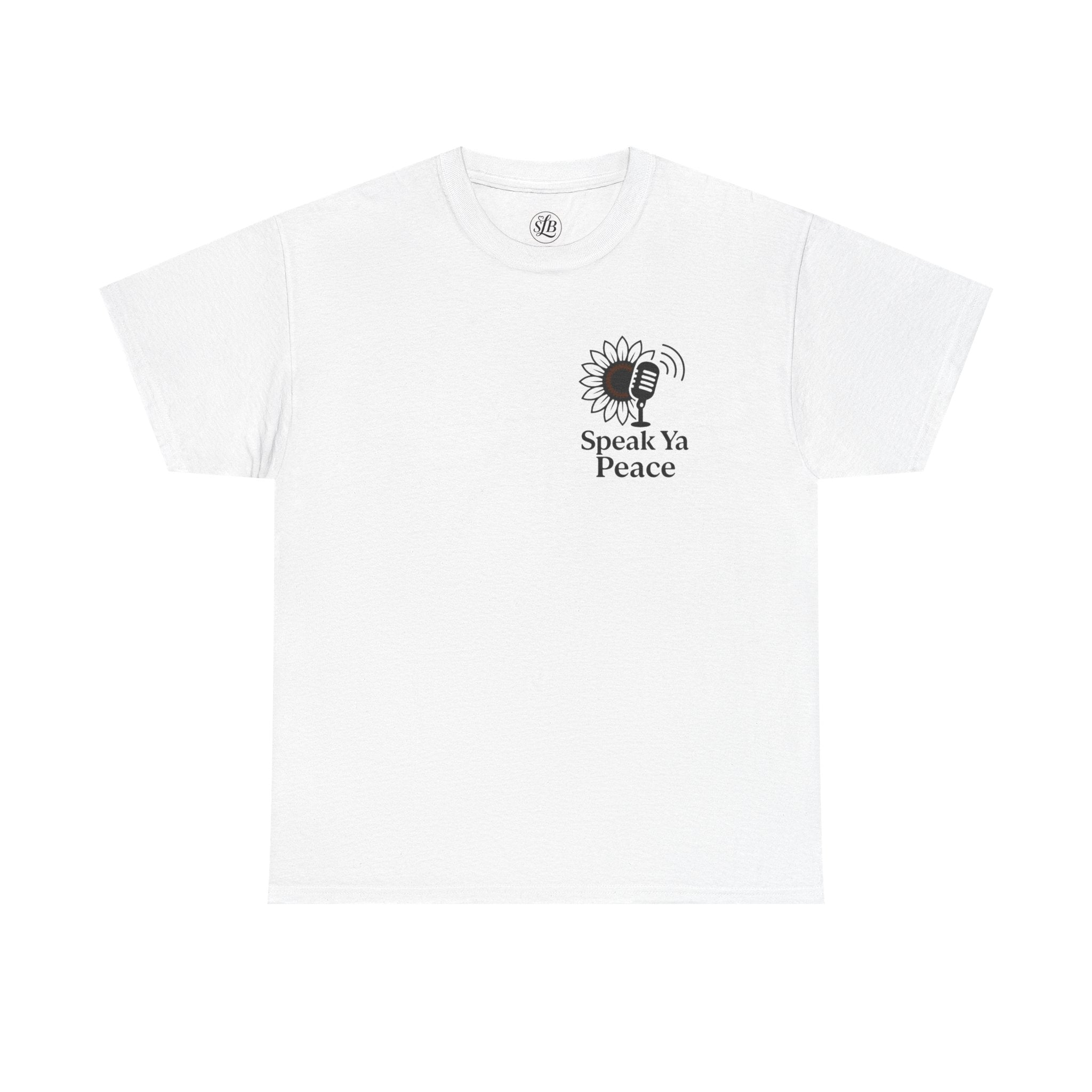 Sunflower Peace Tee - Speak Ya Peace Graphic Cotton Shirt, Unisex T-Shirt, Gift for Peace Lovers, Summer Casual Wear, Eco-Friendly Apparel