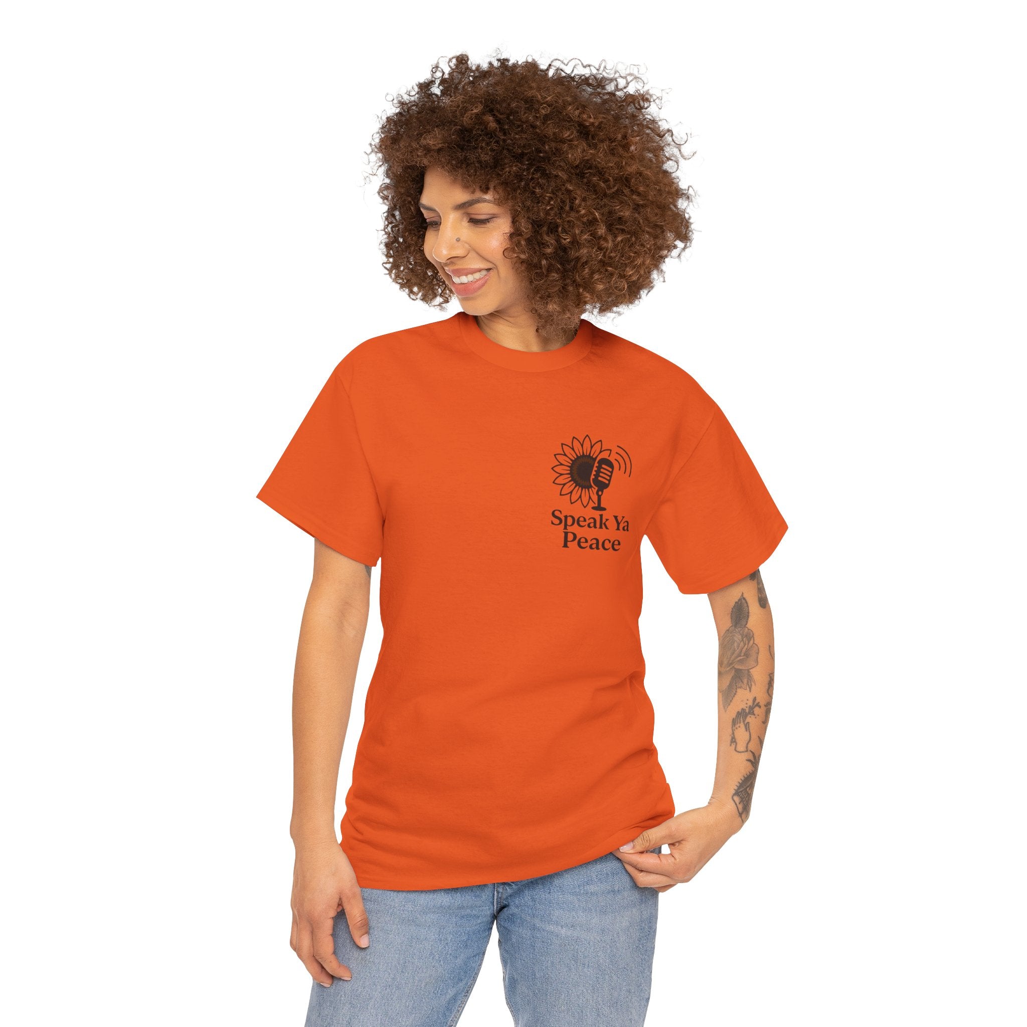 Sunflower Peace Tee - Speak Ya Peace Graphic Cotton Shirt, Unisex T-Shirt, Gift for Peace Lovers, Summer Casual Wear, Eco-Friendly Apparel