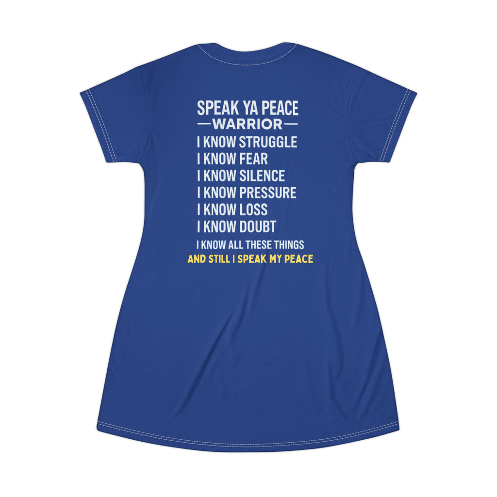 Inspirational 'Speak Ya Peace Warrior' T-Shirt Dress - Motivational