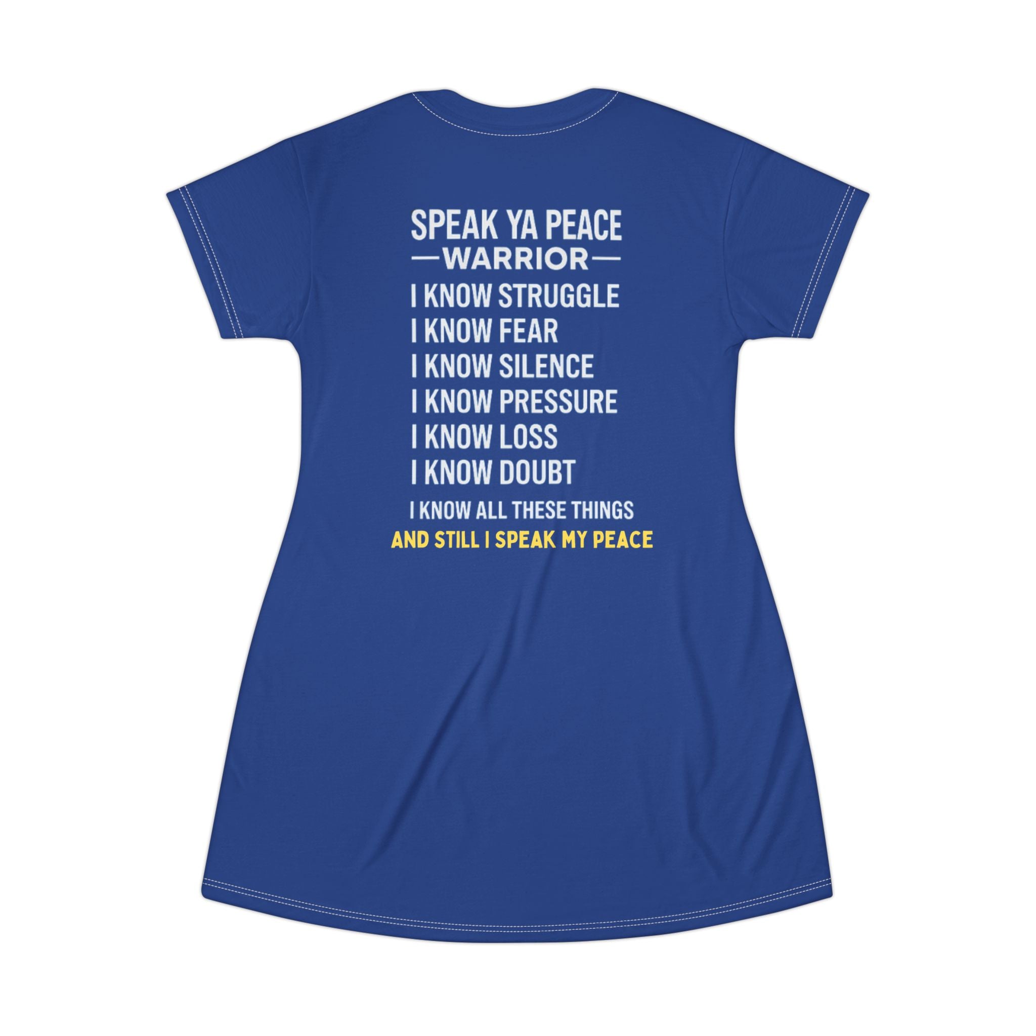 Inspirational 'Speak Ya Peace Warrior' T-Shirt Dress - Motivational
