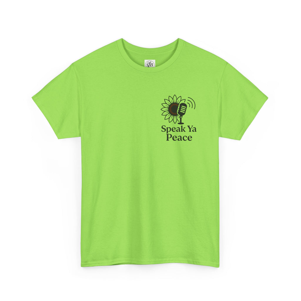Sunflower Peace Tee - Speak Ya Peace Graphic Cotton Shirt, Unisex T-Shirt, Gift for Peace Lovers, Summer Casual Wear, Eco-Friendly Apparel