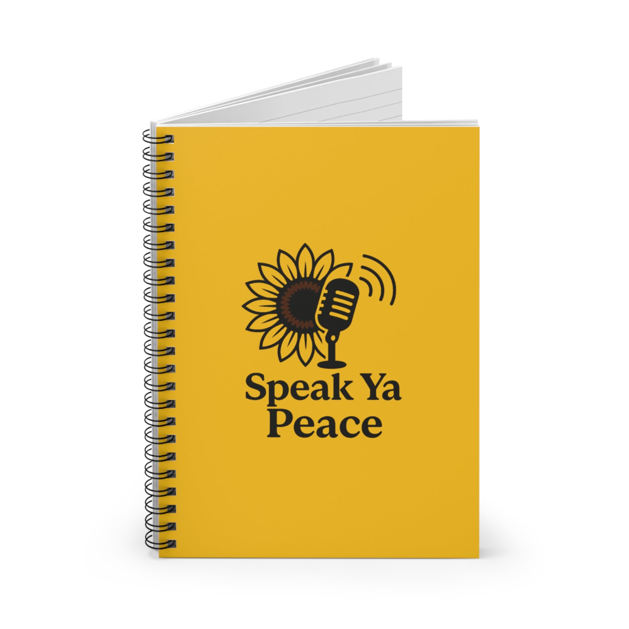Spiral Notebook - Speak Ya Peace | Inspirational Journal, Gift for Writers, Sunflower Design, Motivational, School Supplies