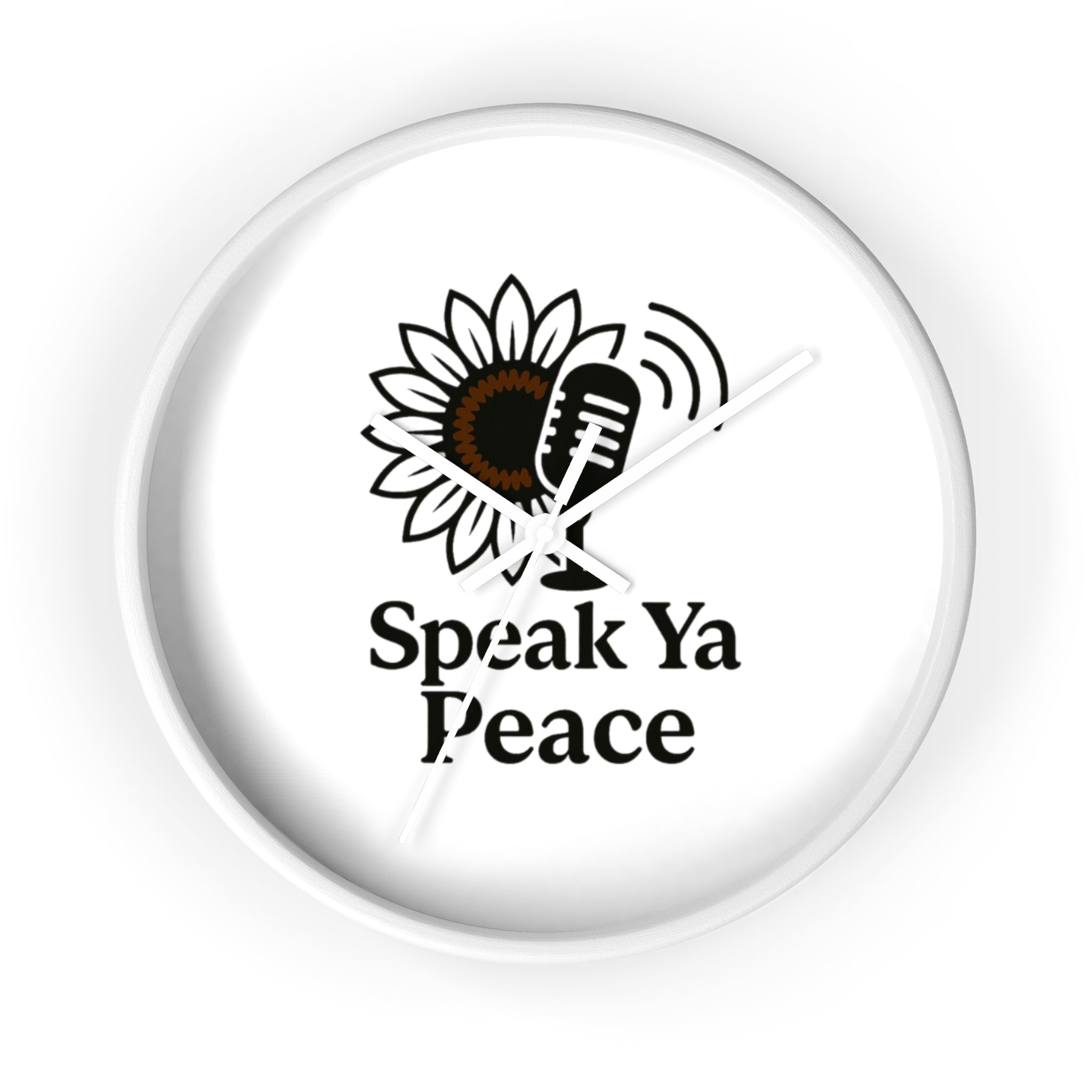 Inspirational Wall Clock with 'Speak Ya Peace' Design, Motivational Home Decor, Sunflower Accent Piece, Mindfulness Gift for All Occasions