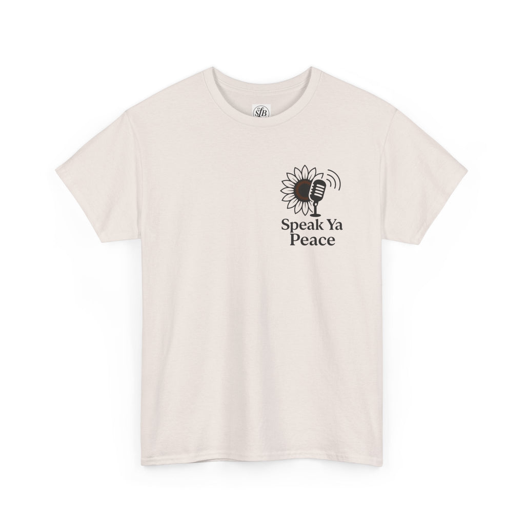 Sunflower Peace Tee - Speak Ya Peace Graphic Cotton Shirt, Unisex T-Shirt, Gift for Peace Lovers, Summer Casual Wear, Eco-Friendly Apparel