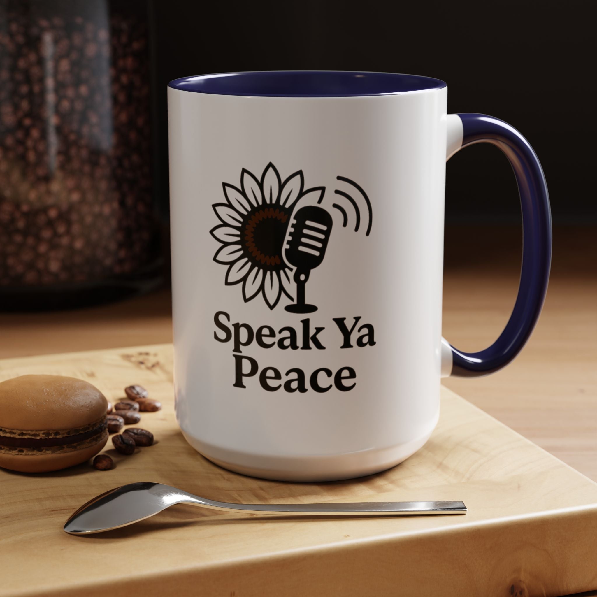 Sunflower Speak Ya Peace Mug - Inspirational Coffee Cup, Gift for Friends, Tea Lovers, Motivational Office Decor, Zen Kitchenware