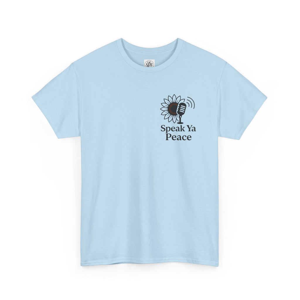 Sunflower Peace Tee - Speak Ya Peace Graphic Cotton Shirt, Unisex T-Shirt, Gift for Peace Lovers, Summer Casual Wear, Eco-Friendly Apparel