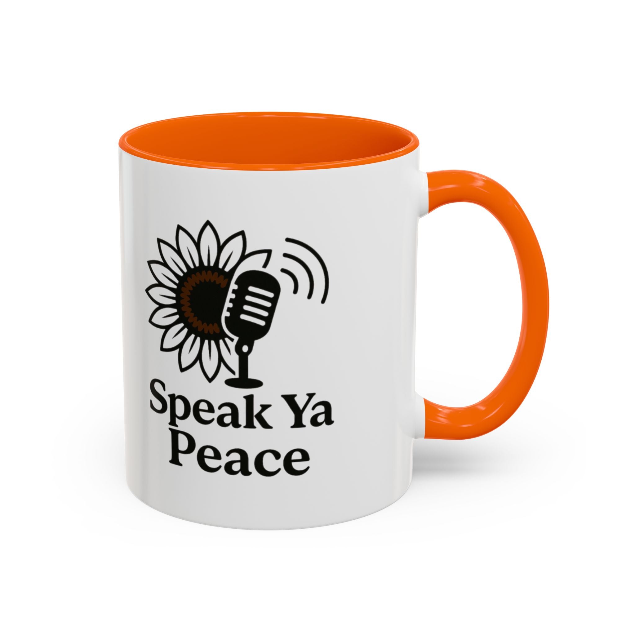 Sunflower Speak Ya Peace Mug - Inspirational Coffee Cup, Gift for Friends, Tea Lovers, Motivational Office Decor, Zen Kitchenware
