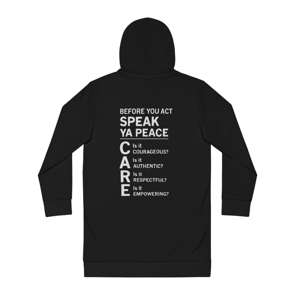 Women's Hoodie Dress — 'Before You Act'  Inspirational Back-Print
