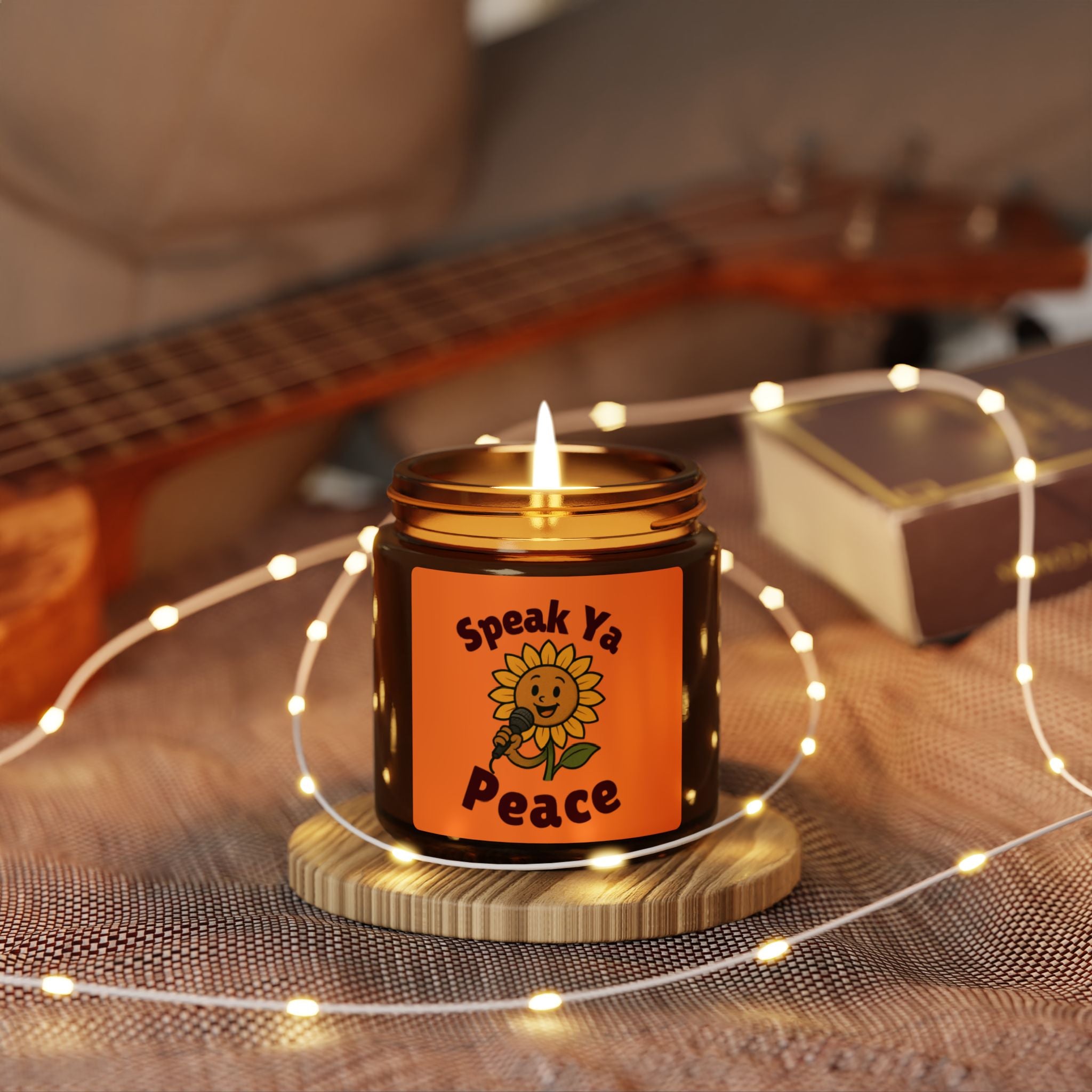 Scented Soy Candle - 'Speak Ya Peace' Amber Jar