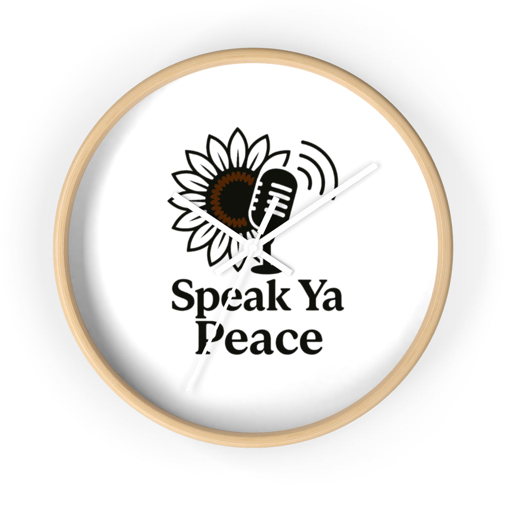 Inspirational Wall Clock with 'Speak Ya Peace' Design, Motivational Home Decor, Sunflower Accent Piece, Mindfulness Gift for All Occasions