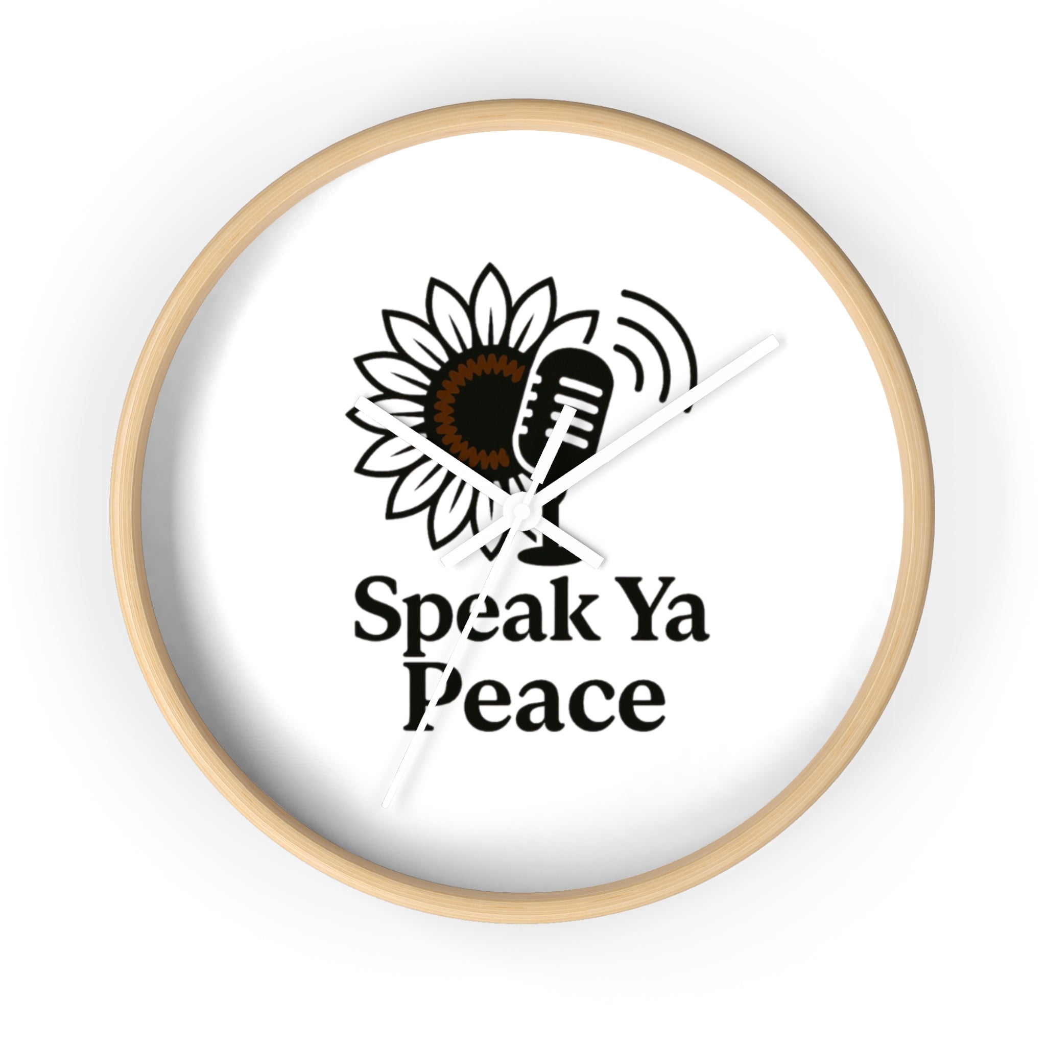 Inspirational Wall Clock with 'Speak Ya Peace' Design, Motivational Home Decor, Sunflower Accent Piece, Mindfulness Gift for All Occasions