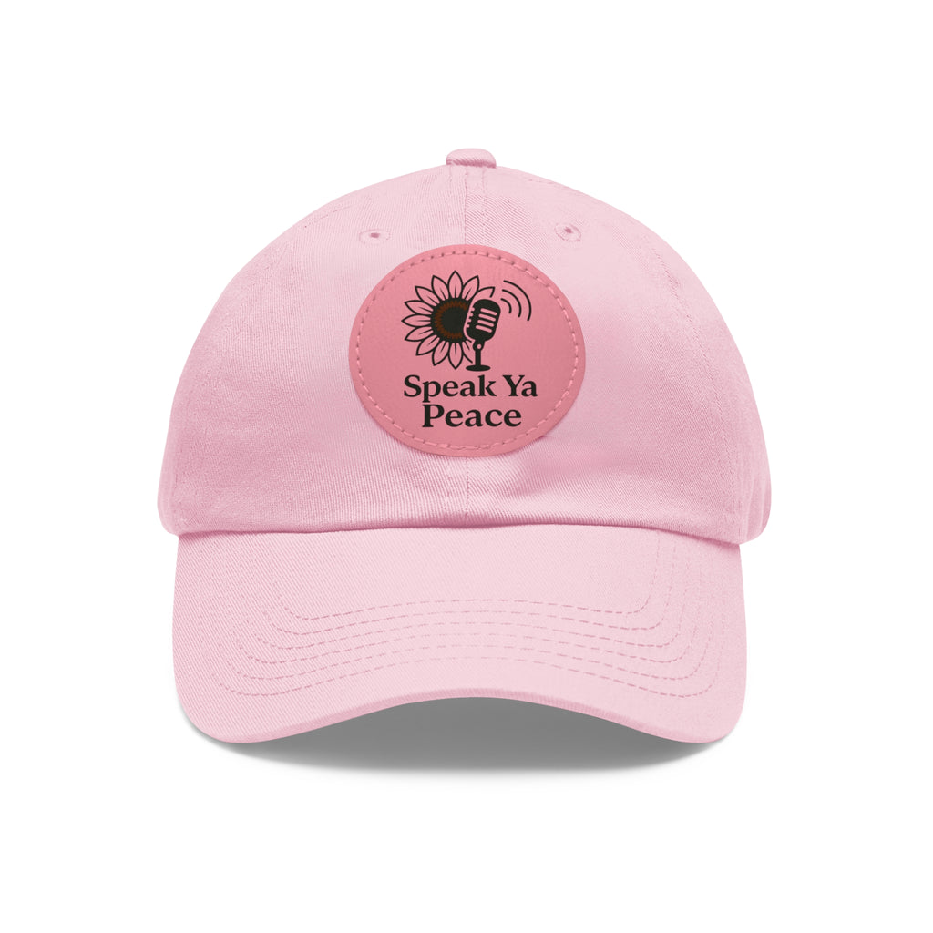 Inspirational Dad Hat with Leather Patch - Speak Ya Peace, Motivational Cap, Father's Day Gift, Casual Accessories, Sunflower Design