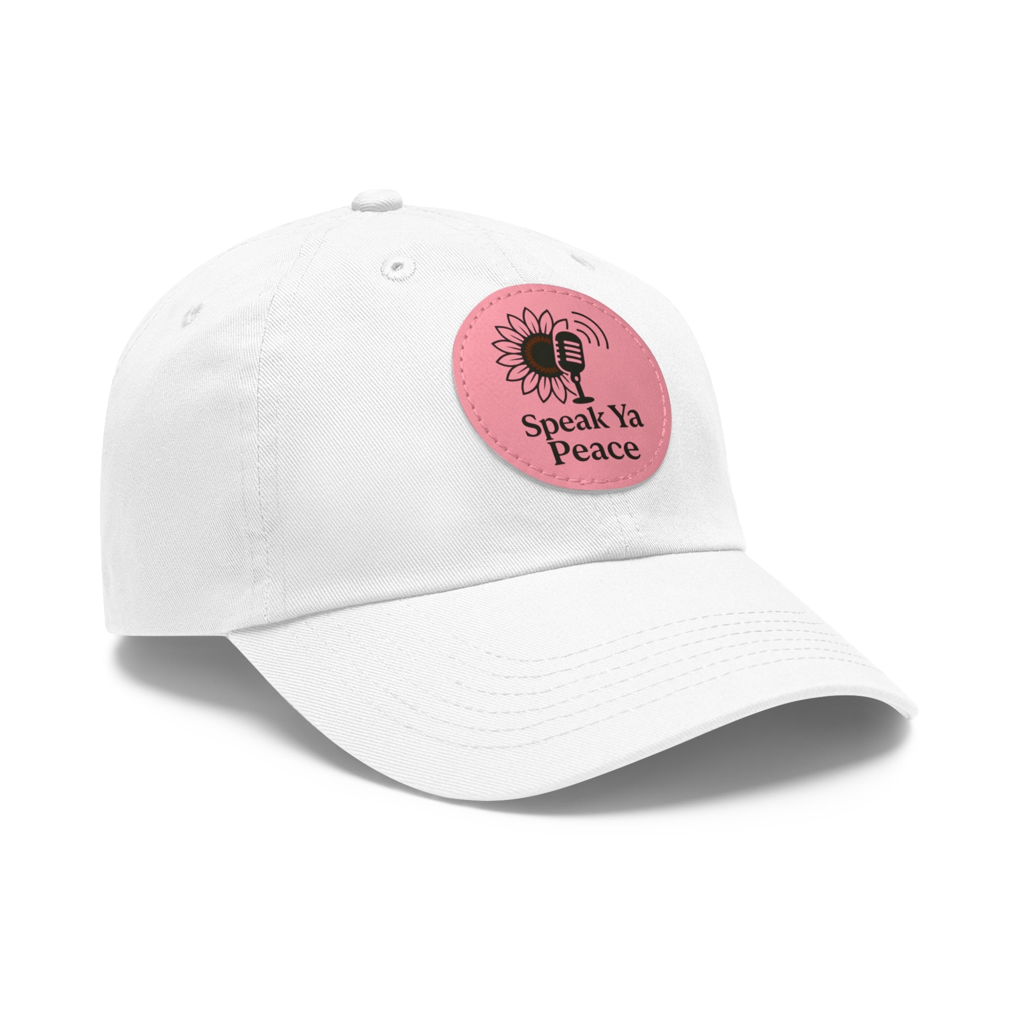 Inspirational Dad Hat with Leather Patch - Speak Ya Peace, Motivational Cap, Father's Day Gift, Casual Accessories, Sunflower Design