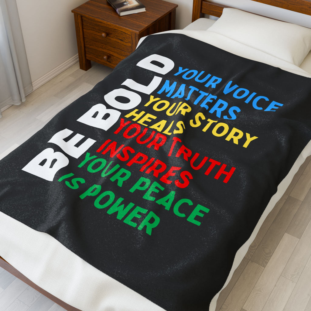 Empowering Velveteen Plush Blanket - "Be Bold" Inspirational Throw