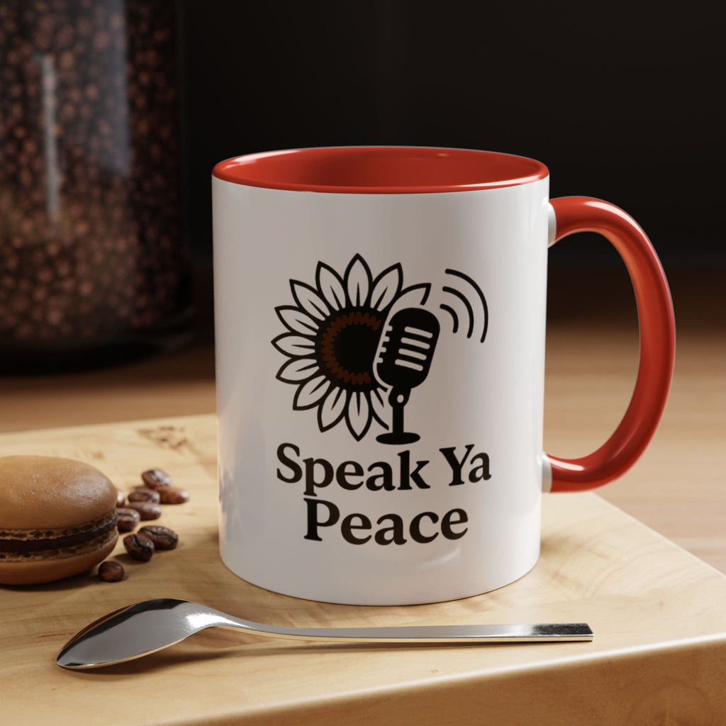 Sunflower Speak Ya Peace Mug - Inspirational Coffee Cup, Gift for Friends, Tea Lovers, Motivational Office Decor, Zen Kitchenware