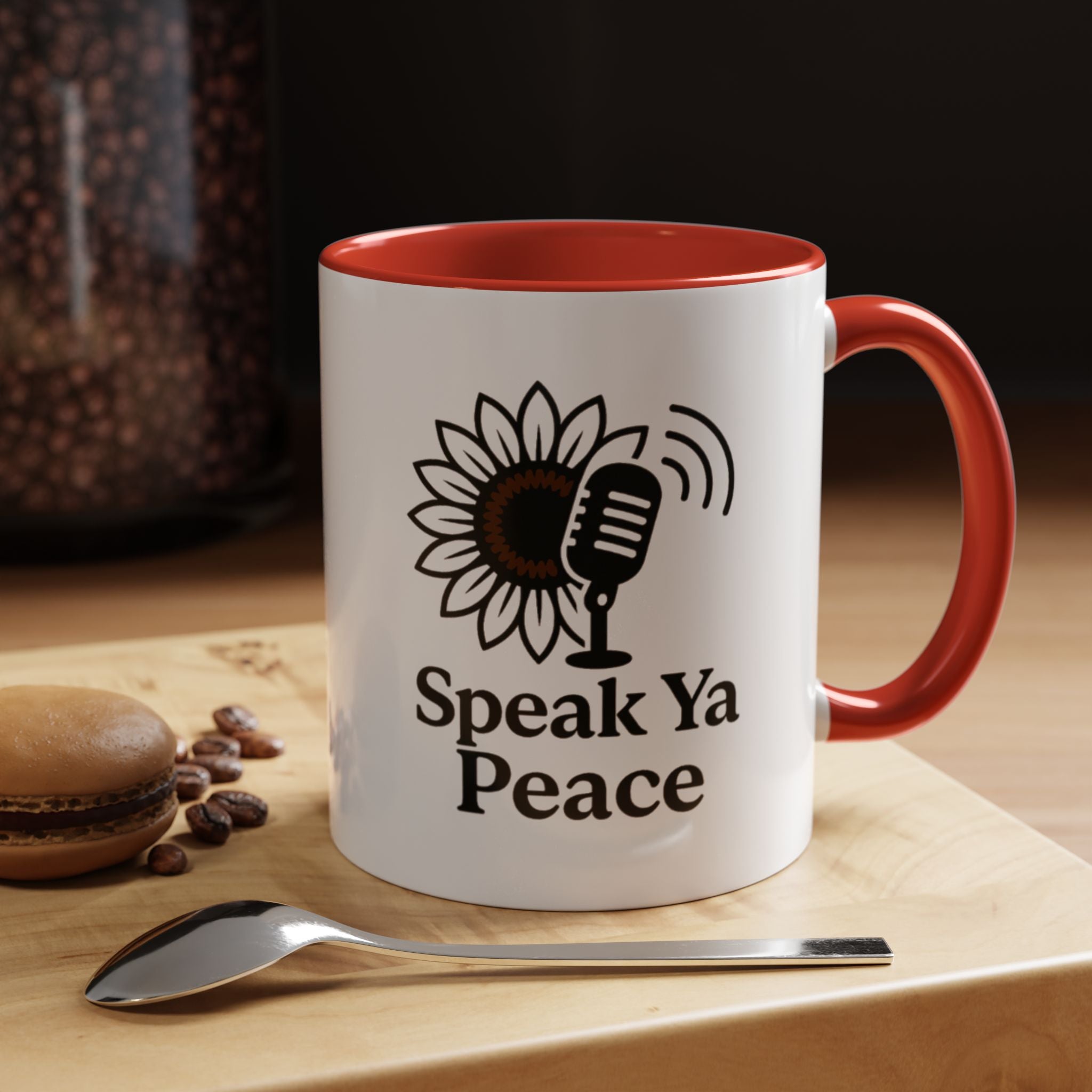 Sunflower Speak Ya Peace Mug - Inspirational Coffee Cup, Gift for Friends, Tea Lovers, Motivational Office Decor, Zen Kitchenware