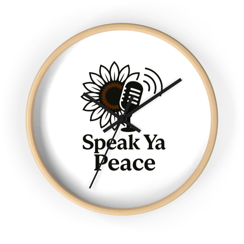 Inspirational Wall Clock with 'Speak Ya Peace' Design, Motivational Home Decor, Sunflower Accent Piece, Mindfulness Gift for All Occasions