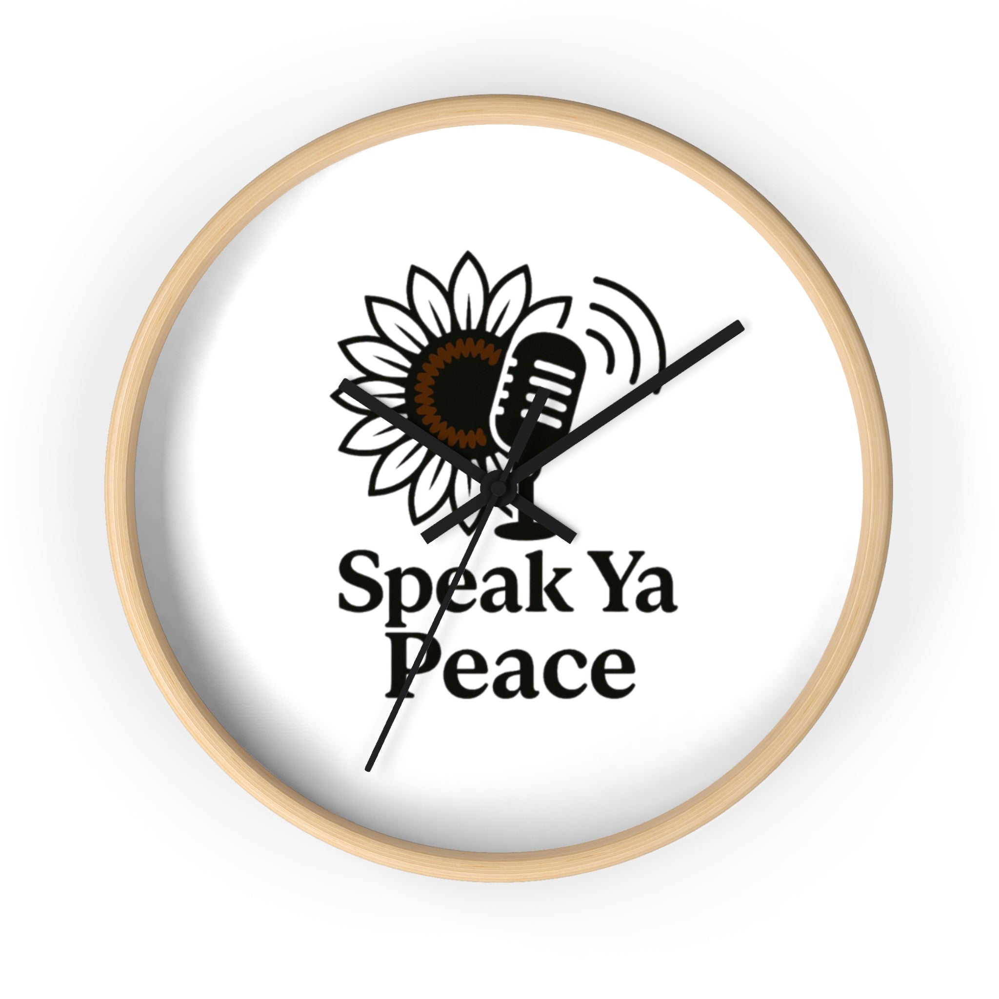 Inspirational Wall Clock with 'Speak Ya Peace' Design, Motivational Home Decor, Sunflower Accent Piece, Mindfulness Gift for All Occasions