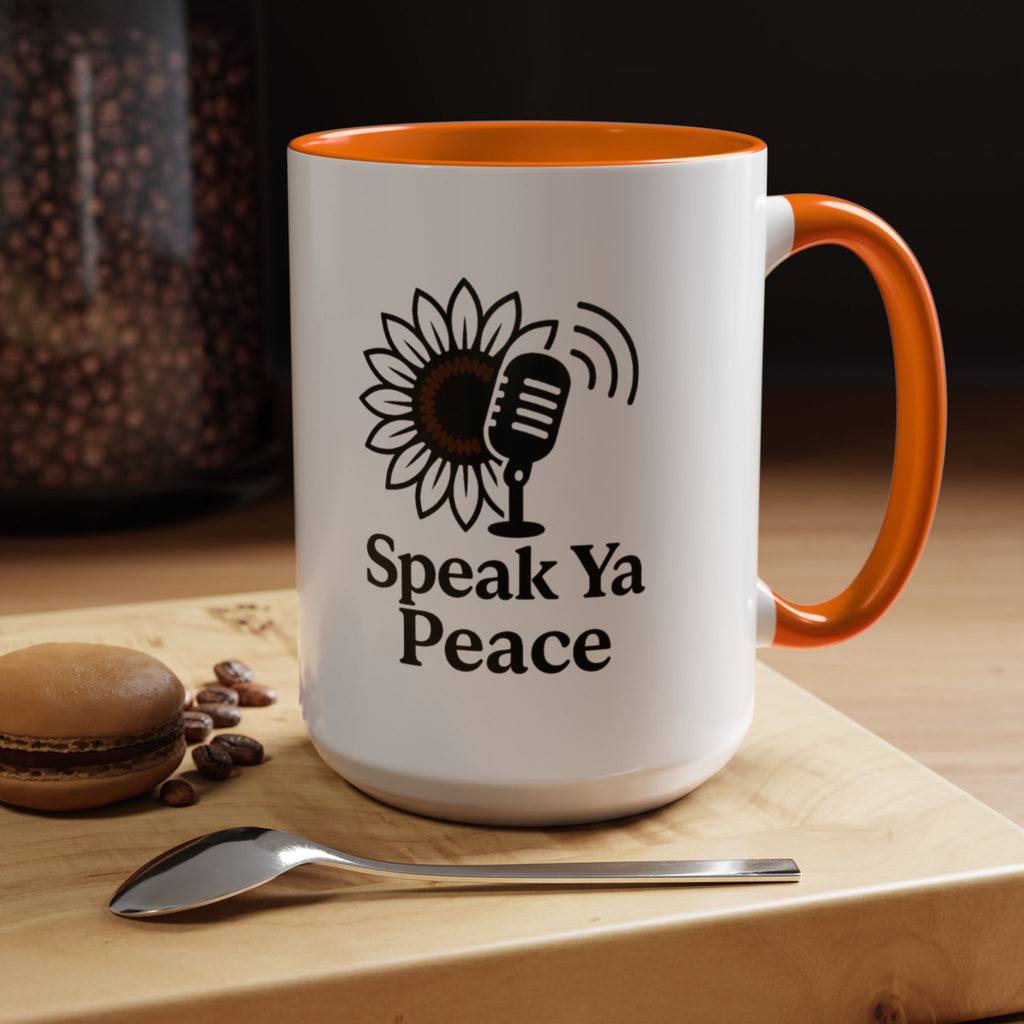 Sunflower Speak Ya Peace Mug - Inspirational Coffee Cup, Gift for Friends, Tea Lovers, Motivational Office Decor, Zen Kitchenware