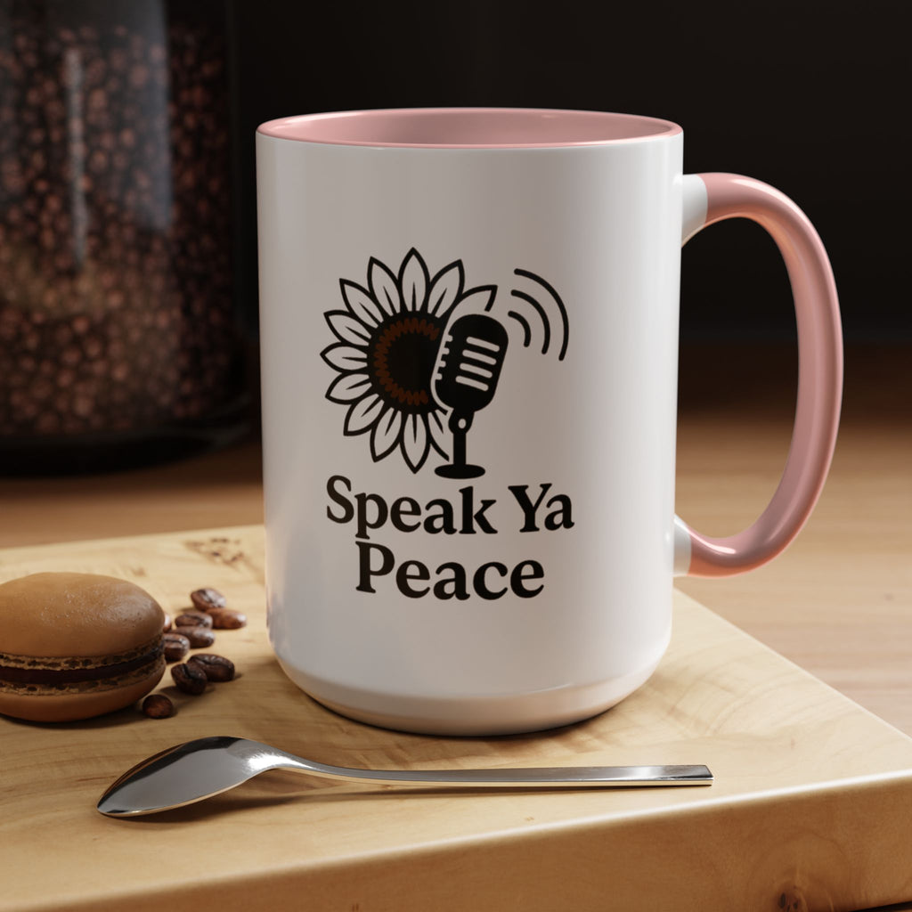 Sunflower Speak Ya Peace Mug - Inspirational Coffee Cup, Gift for Friends, Tea Lovers, Motivational Office Decor, Zen Kitchenware