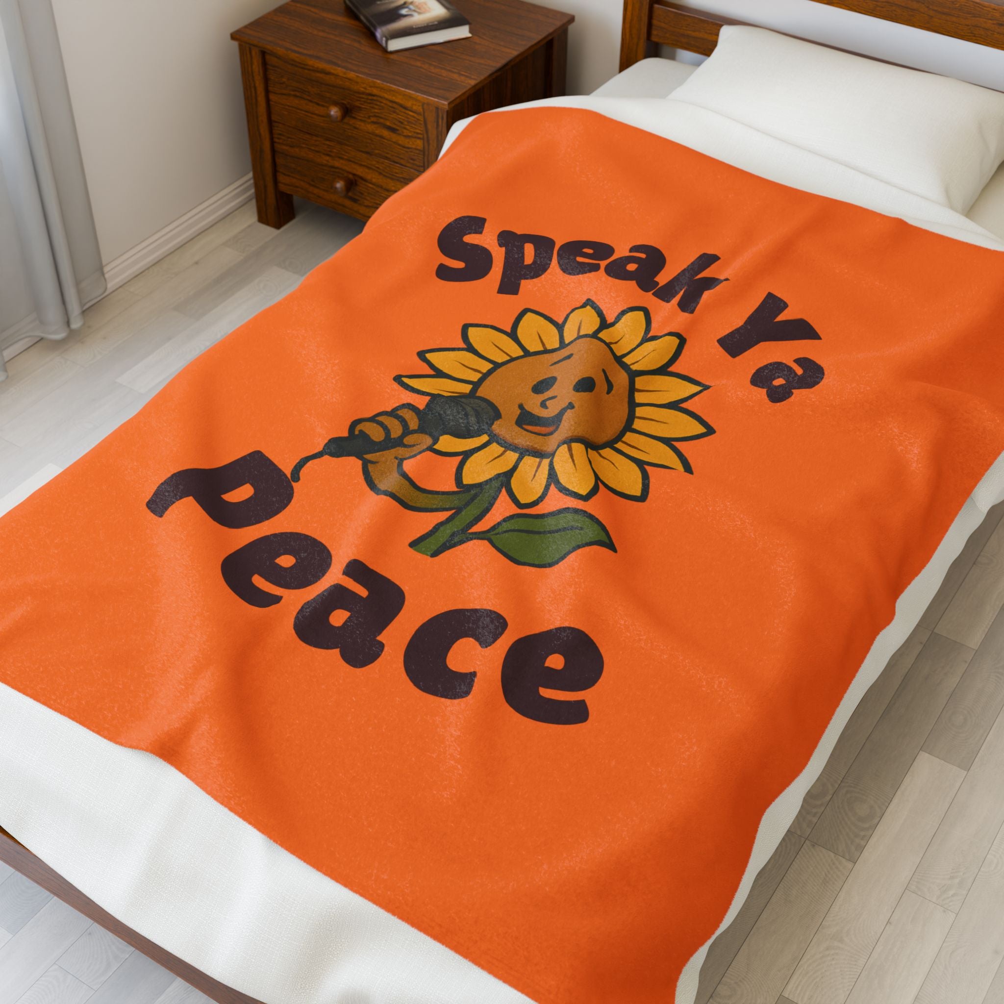 Speak Ya Peace Velveteen Plush Blanket