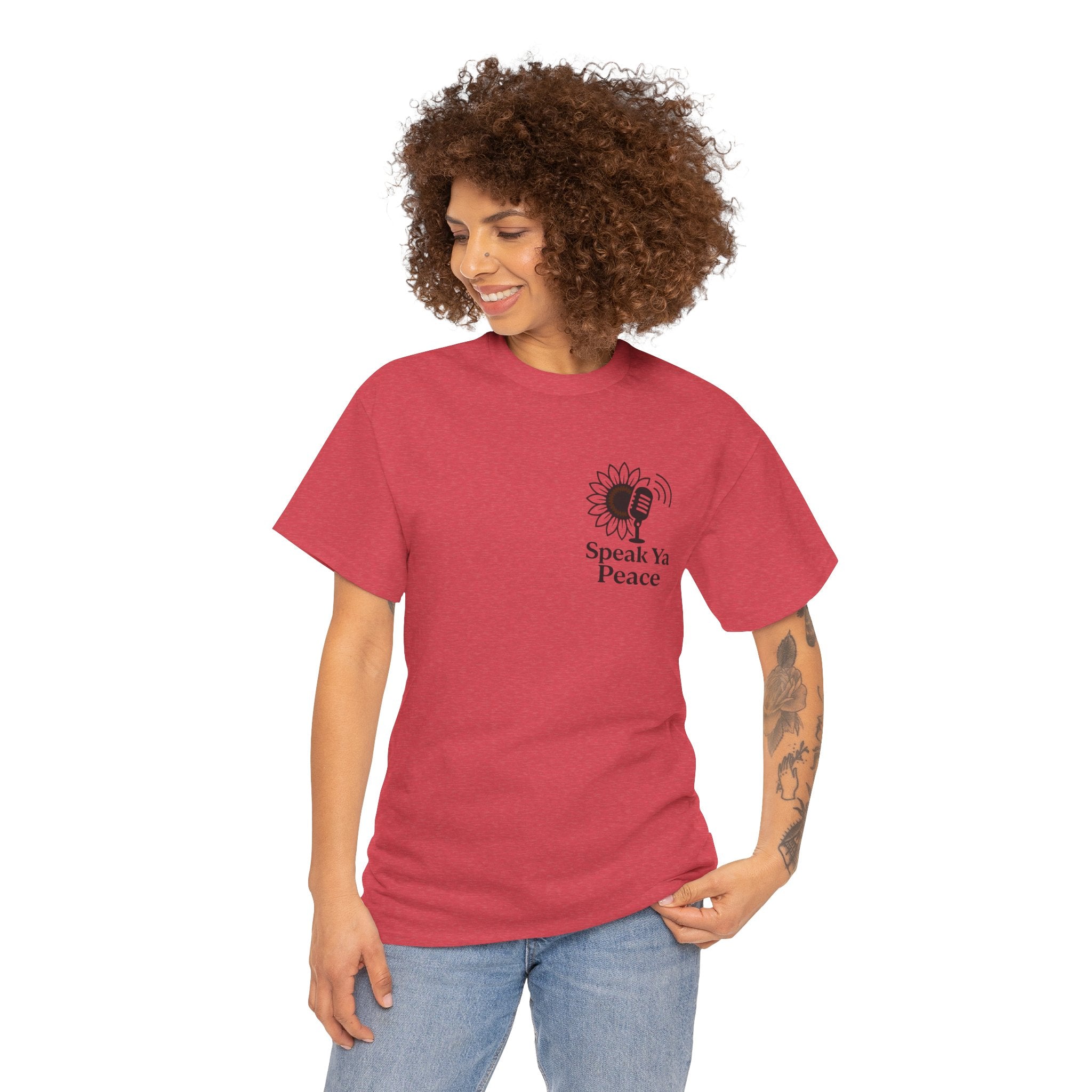 Sunflower Peace Tee - Speak Ya Peace Graphic Cotton Shirt, Unisex T-Shirt, Gift for Peace Lovers, Summer Casual Wear, Eco-Friendly Apparel