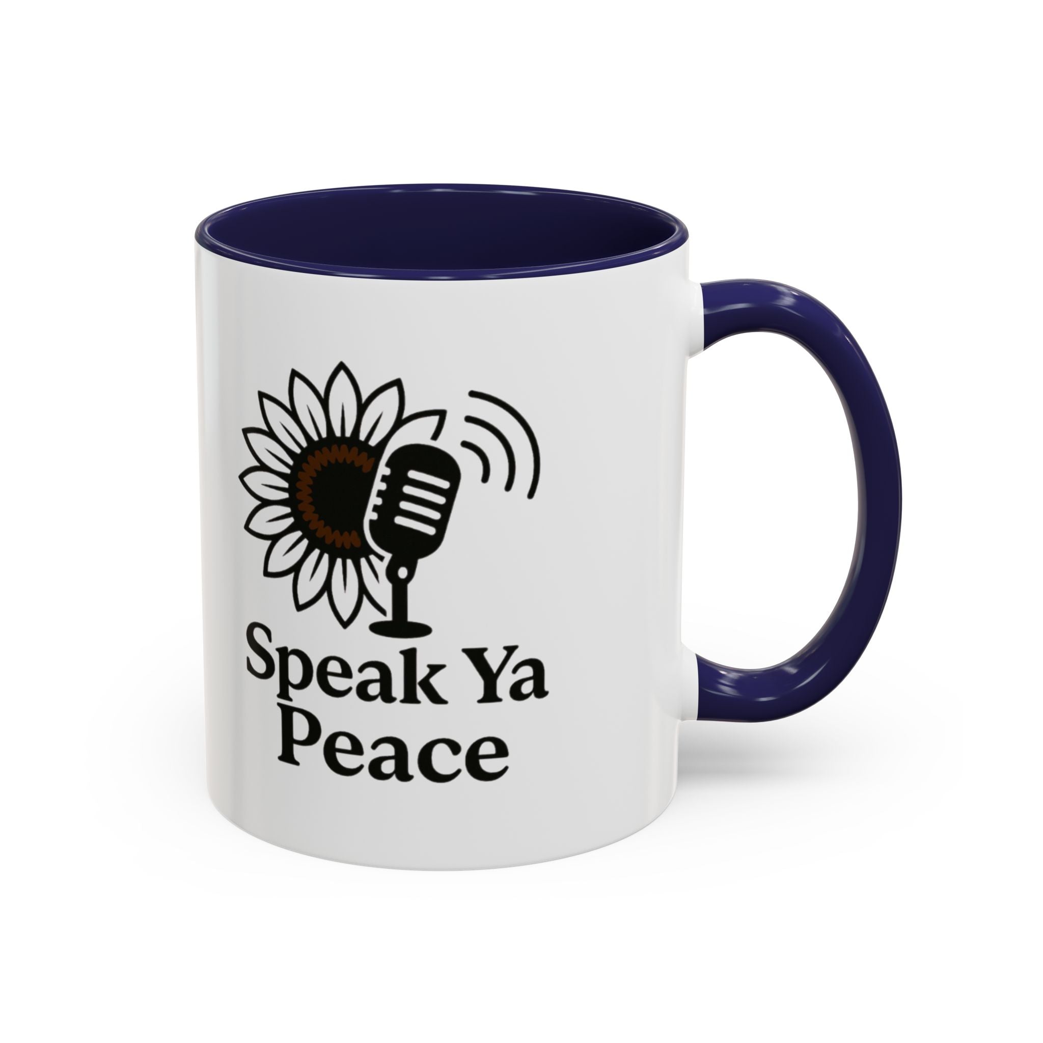 Sunflower Speak Ya Peace Mug - Inspirational Coffee Cup, Gift for Friends, Tea Lovers, Motivational Office Decor, Zen Kitchenware
