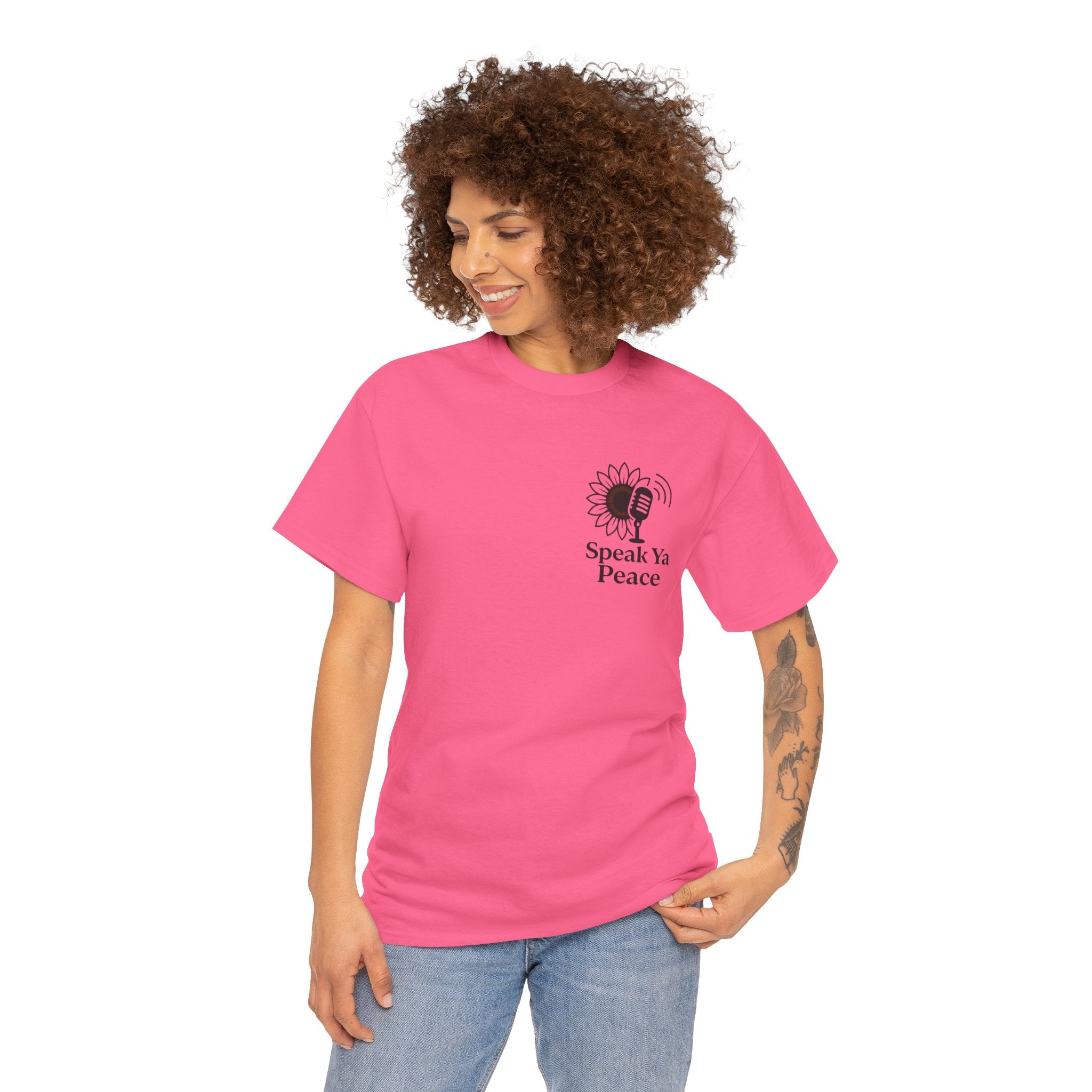 Sunflower Peace Tee - Speak Ya Peace Graphic Cotton Shirt, Unisex T-Shirt, Gift for Peace Lovers, Summer Casual Wear, Eco-Friendly Apparel
