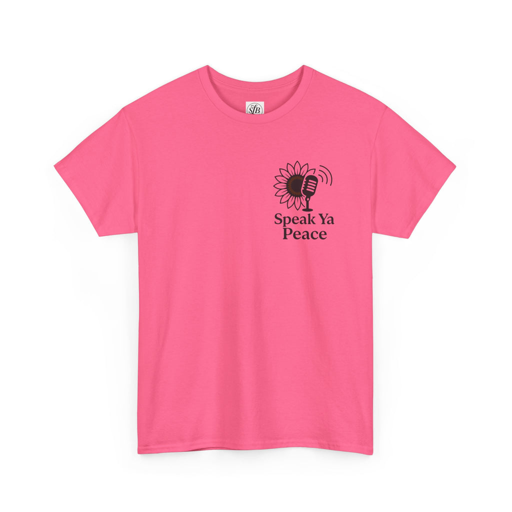 Sunflower Peace Tee - Speak Ya Peace Graphic Cotton Shirt, Unisex T-Shirt, Gift for Peace Lovers, Summer Casual Wear, Eco-Friendly Apparel