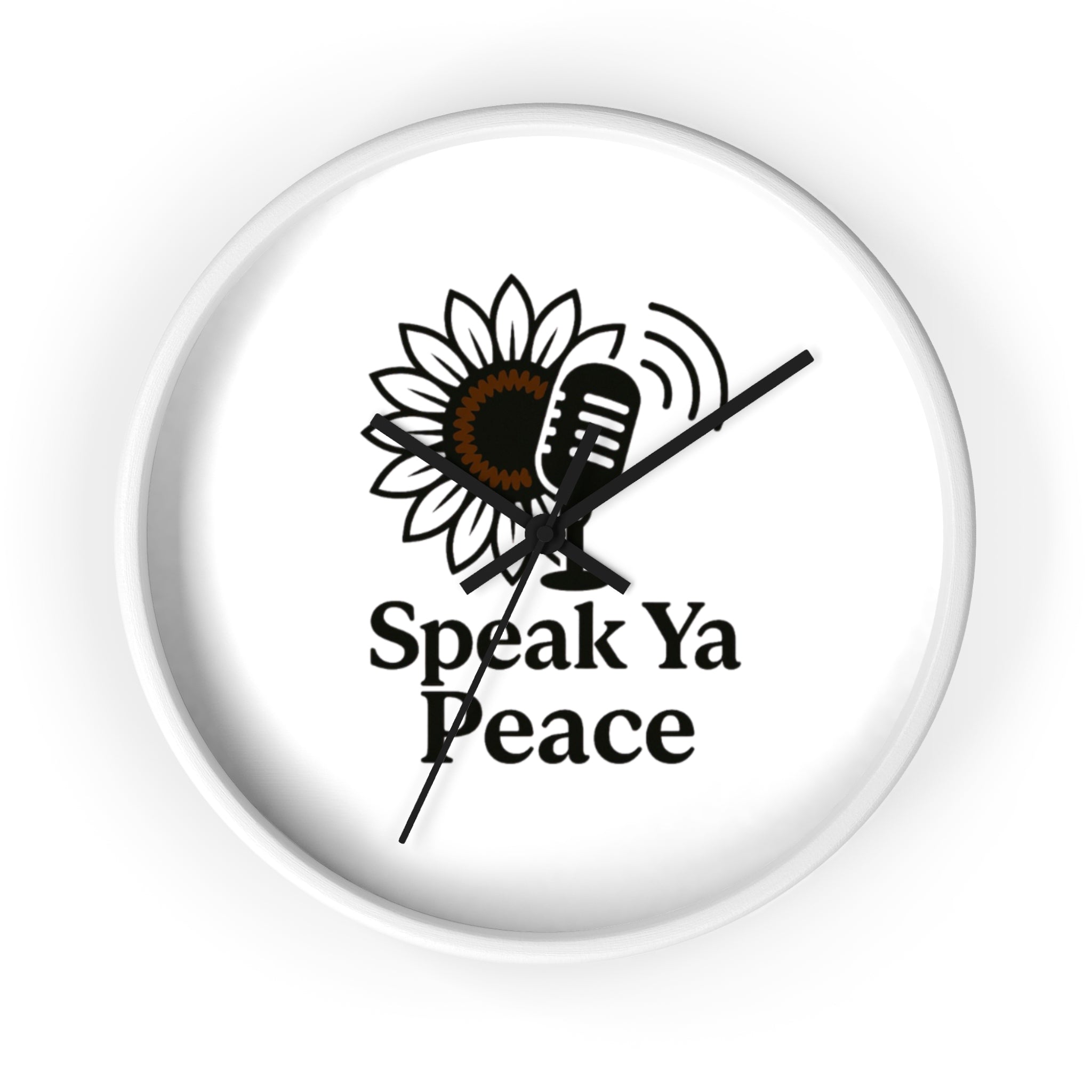 Inspirational Wall Clock with 'Speak Ya Peace' Design, Motivational Home Decor, Sunflower Accent Piece, Mindfulness Gift for All Occasions