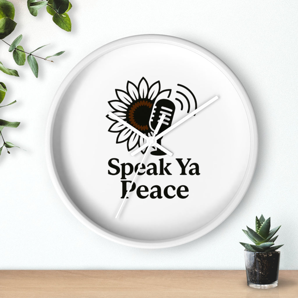 Inspirational Wall Clock with 'Speak Ya Peace' Design, Motivational Home Decor, Sunflower Accent Piece, Mindfulness Gift for All Occasions