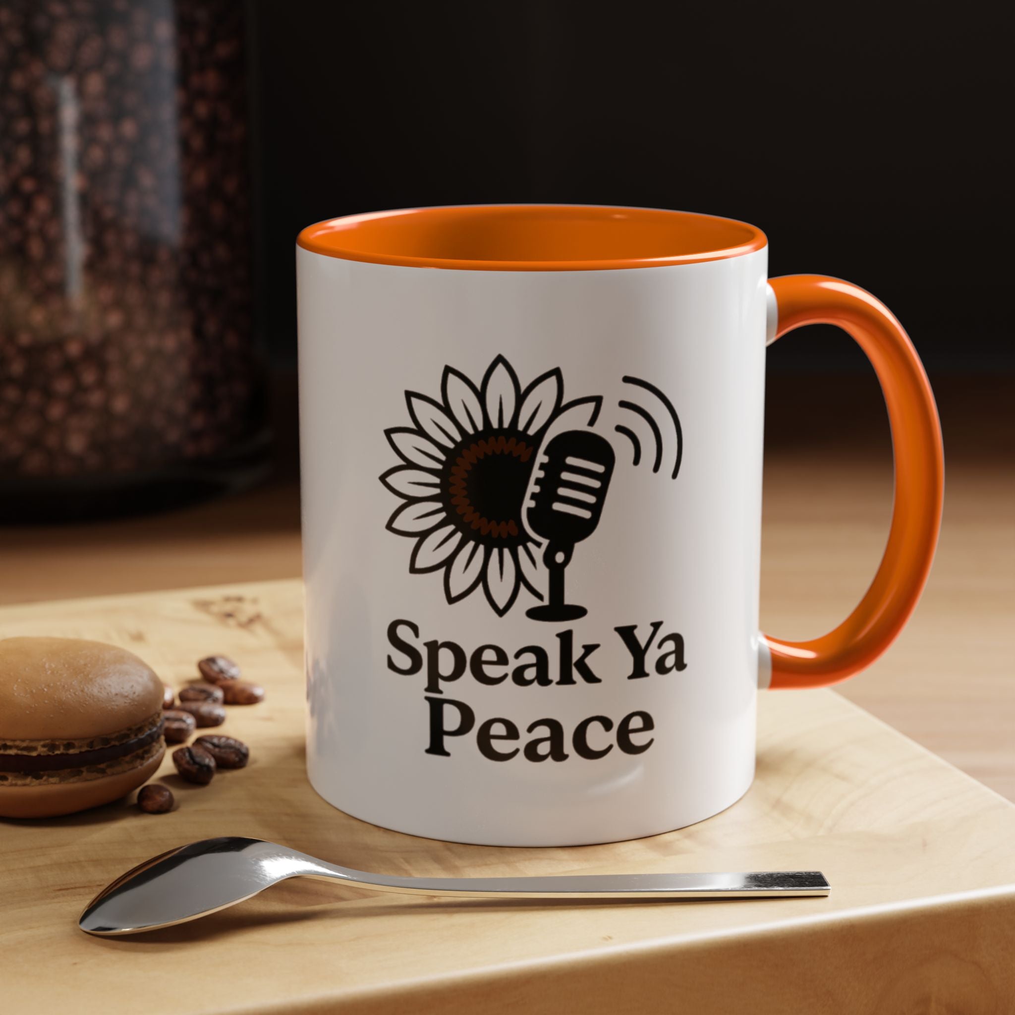Sunflower Speak Ya Peace Mug - Inspirational Coffee Cup, Gift for Friends, Tea Lovers, Motivational Office Decor, Zen Kitchenware