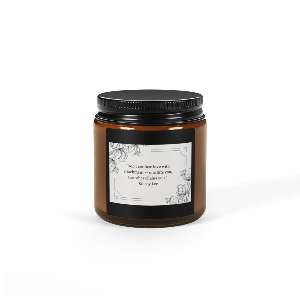 Amber Jar Soy Candle — Floral Quote Scented Candle