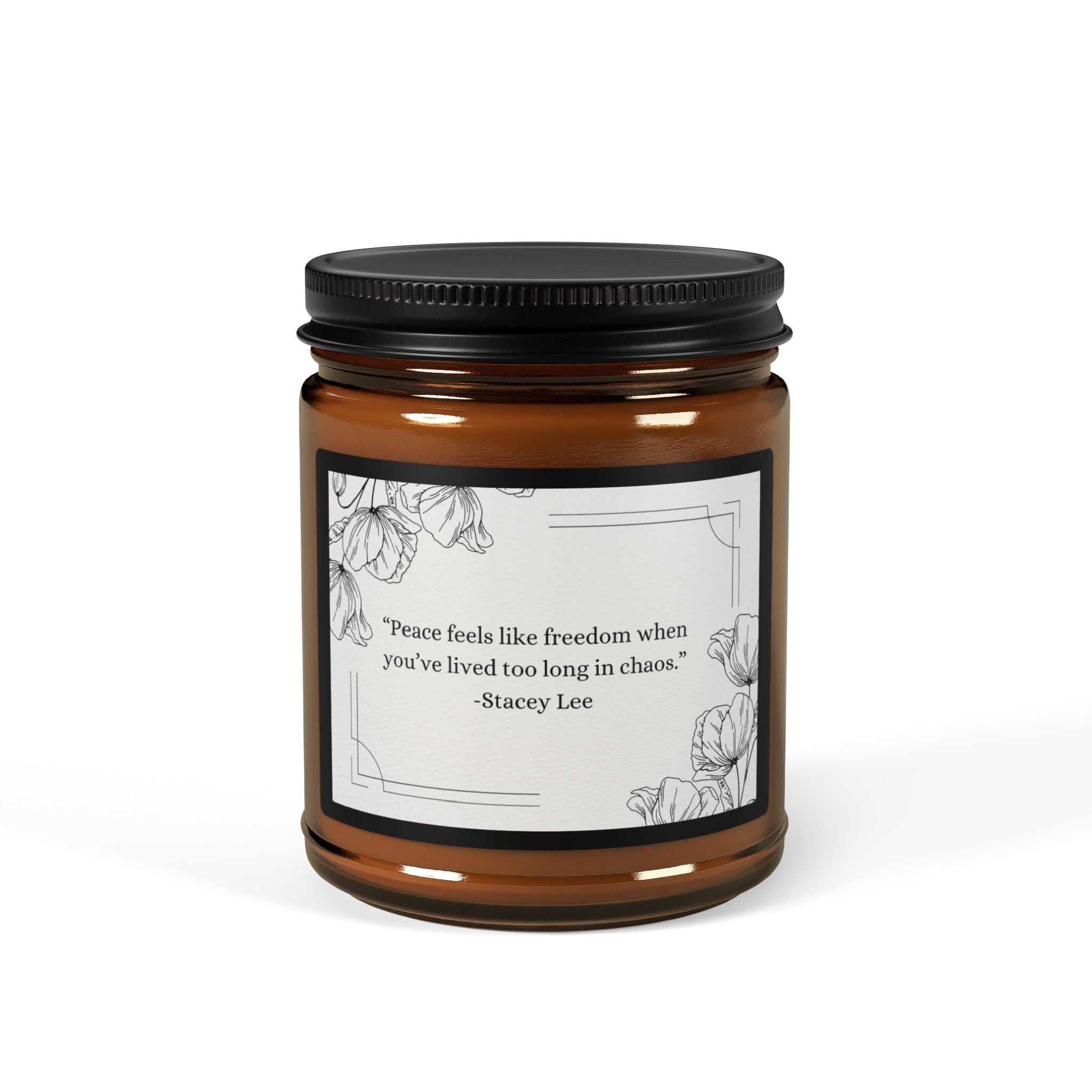 Soy Candle Amber Jar — Floral Quote Scented Candle (Multi-Size)