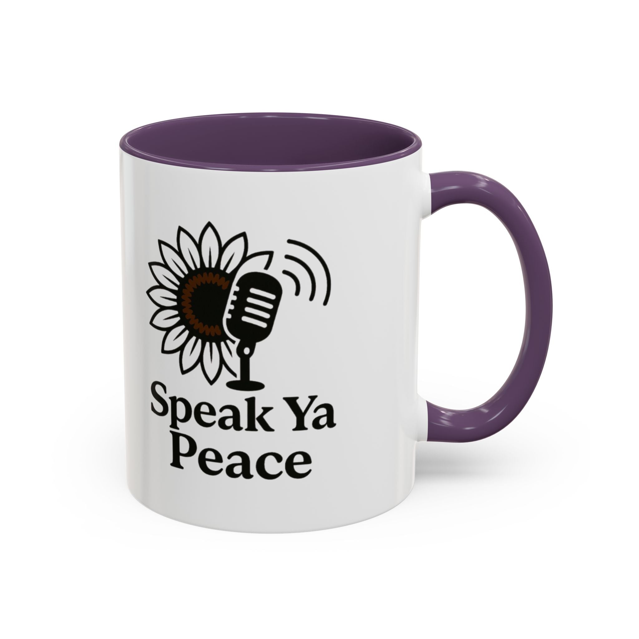 Sunflower Speak Ya Peace Mug - Inspirational Coffee Cup, Gift for Friends, Tea Lovers, Motivational Office Decor, Zen Kitchenware