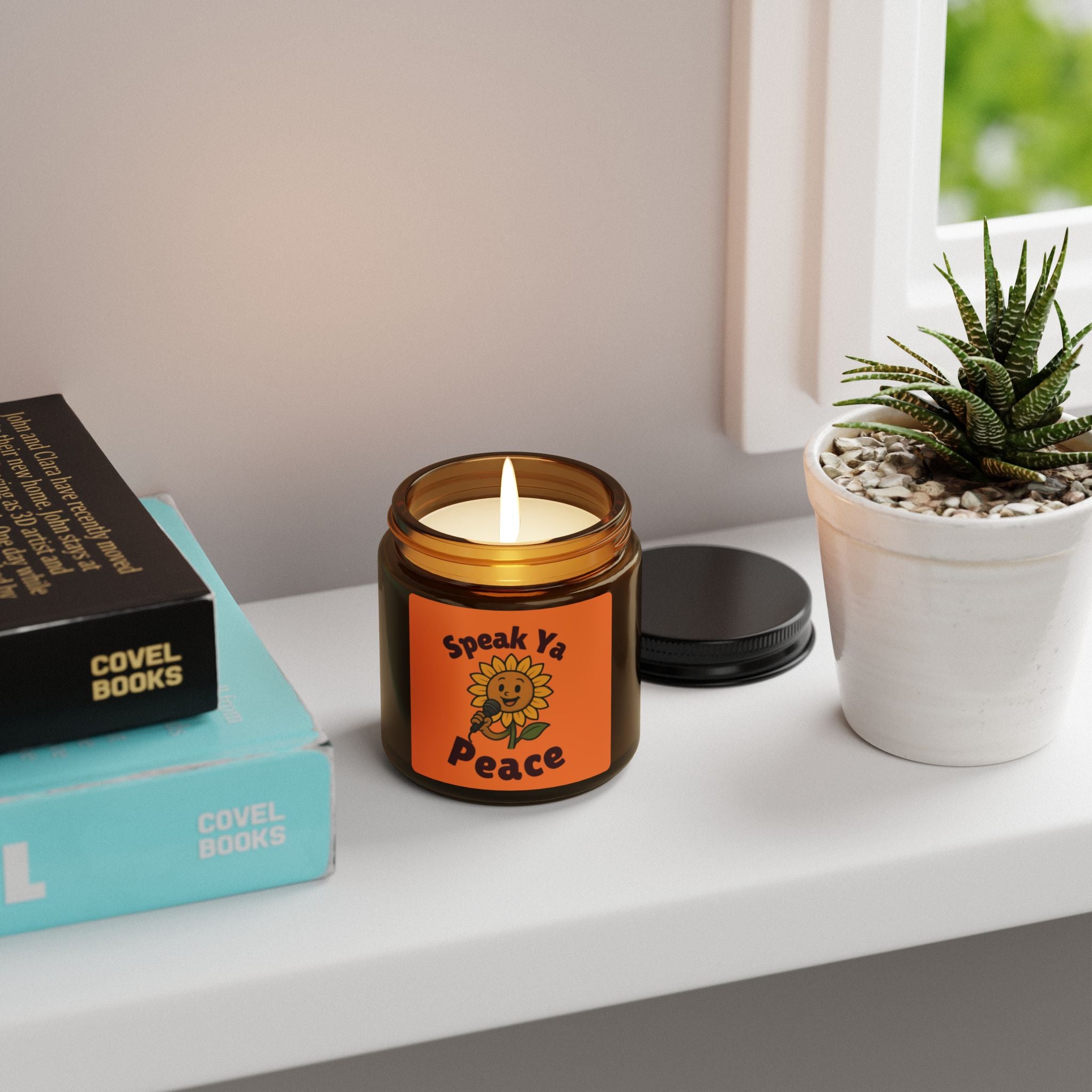 Scented Soy Candle - 'Speak Ya Peace' Amber Jar