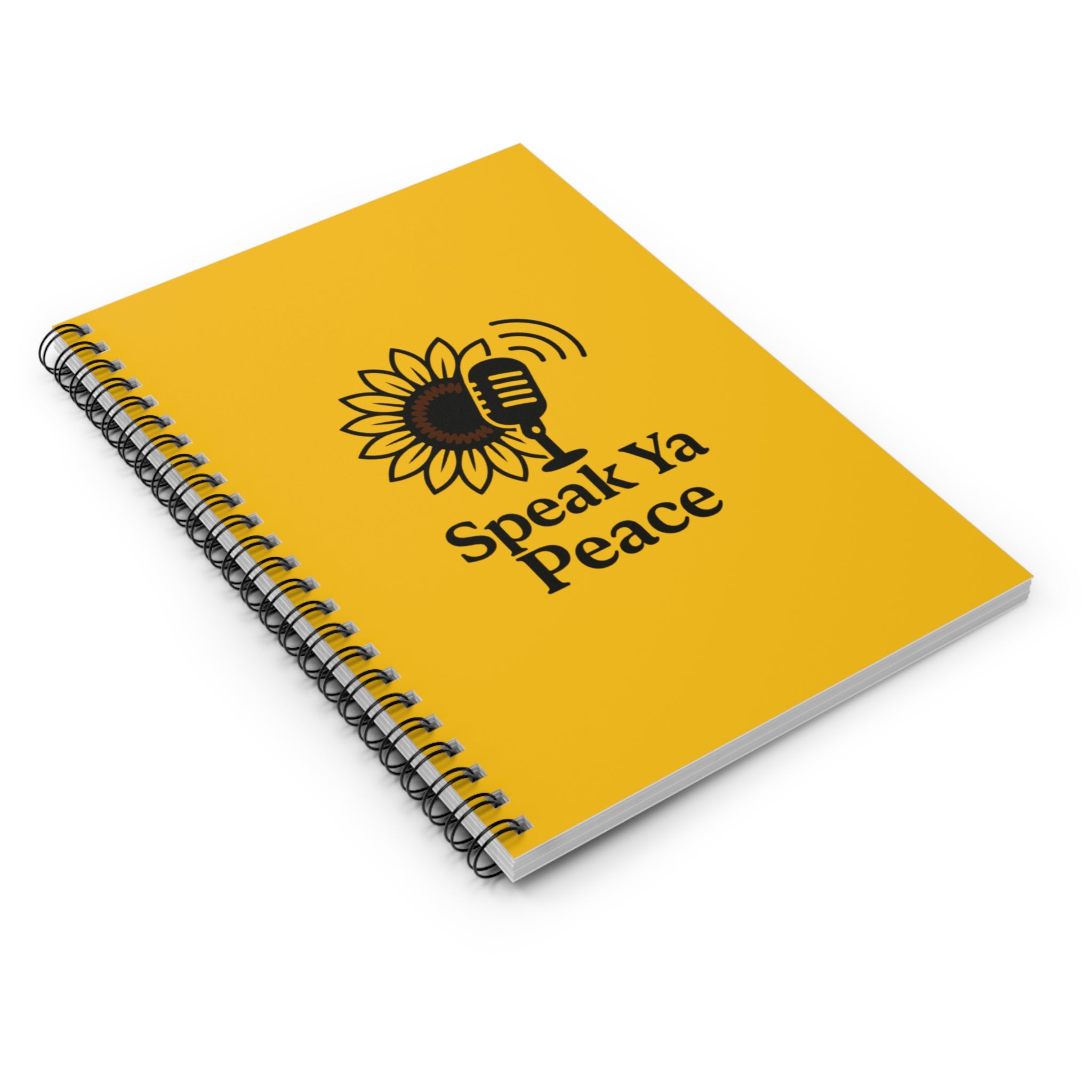 Spiral Notebook - Speak Ya Peace | Inspirational Journal, Gift for Writers, Sunflower Design, Motivational, School Supplies