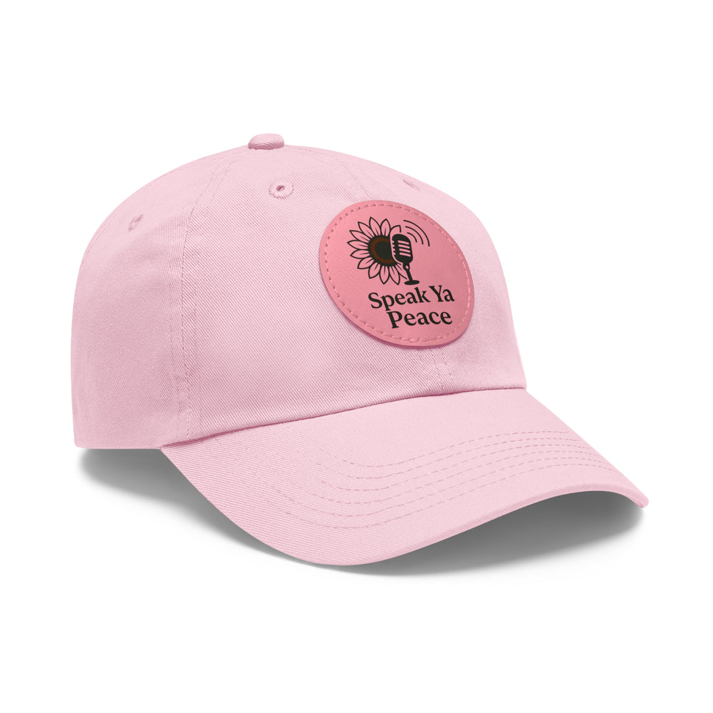 Inspirational Dad Hat with Leather Patch - Speak Ya Peace, Motivational Cap, Father's Day Gift, Casual Accessories, Sunflower Design