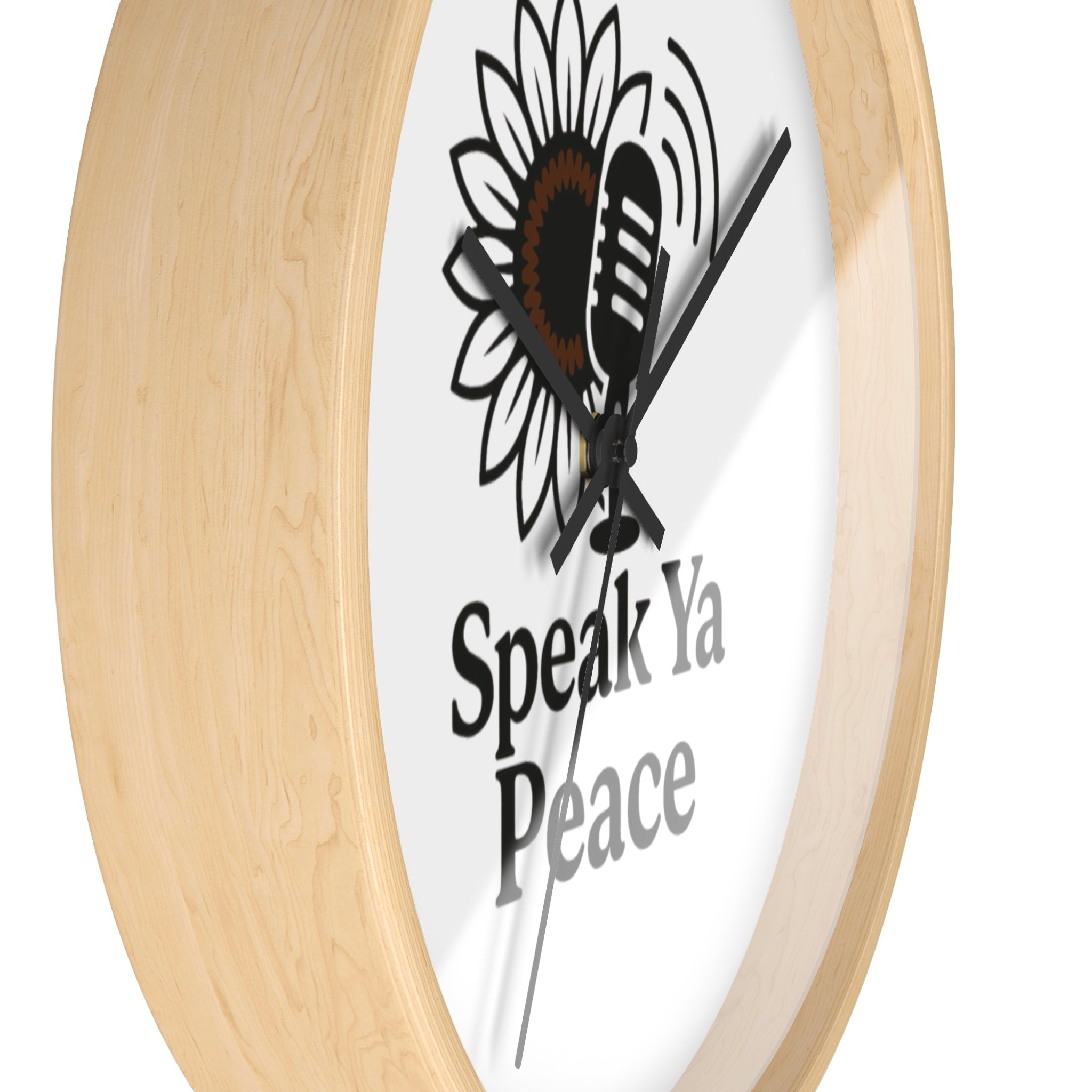 Inspirational Wall Clock with 'Speak Ya Peace' Design, Motivational Home Decor, Sunflower Accent Piece, Mindfulness Gift for All Occasions