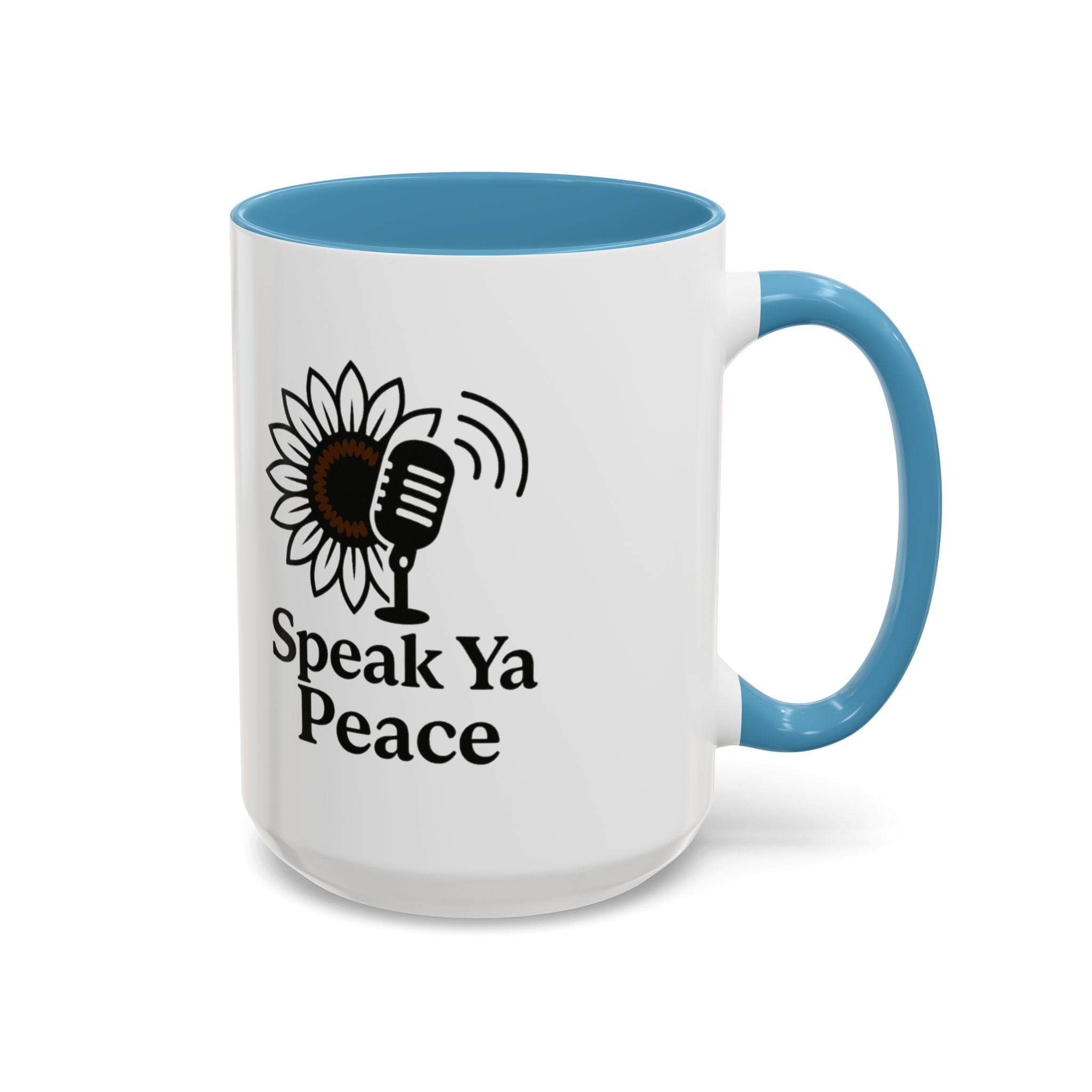 Sunflower Speak Ya Peace Mug - Inspirational Coffee Cup, Gift for Friends, Tea Lovers, Motivational Office Decor, Zen Kitchenware
