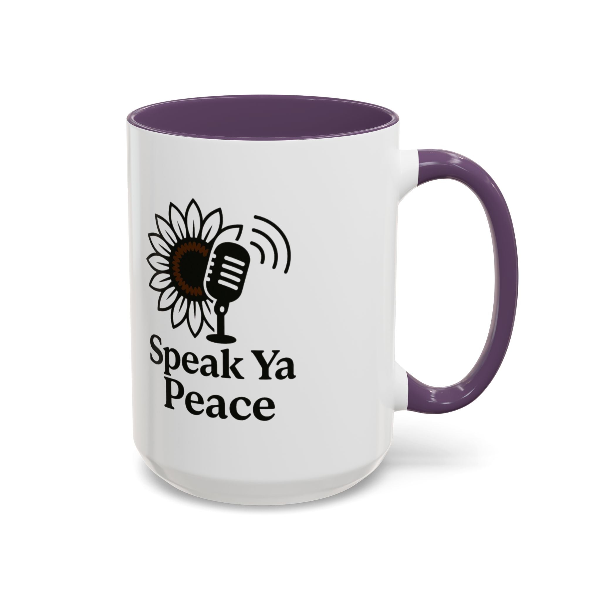 Sunflower Speak Ya Peace Mug - Inspirational Coffee Cup, Gift for Friends, Tea Lovers, Motivational Office Decor, Zen Kitchenware