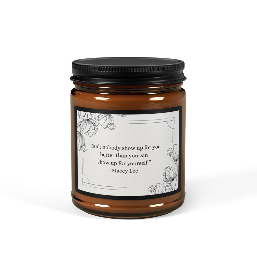Soy Candle — Amber Jar with Inspirational Quote Label